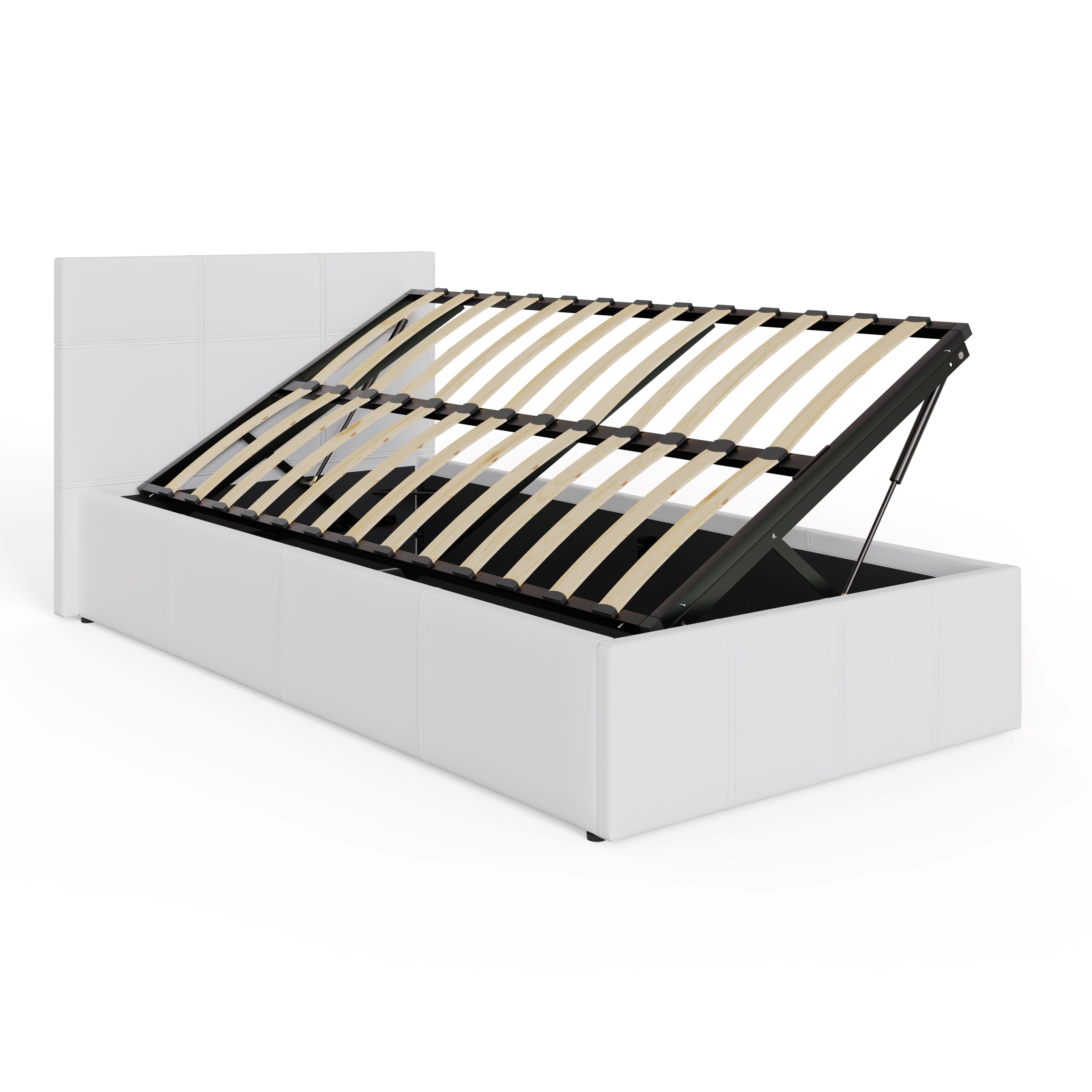 Side Lift Ottoman Bed White