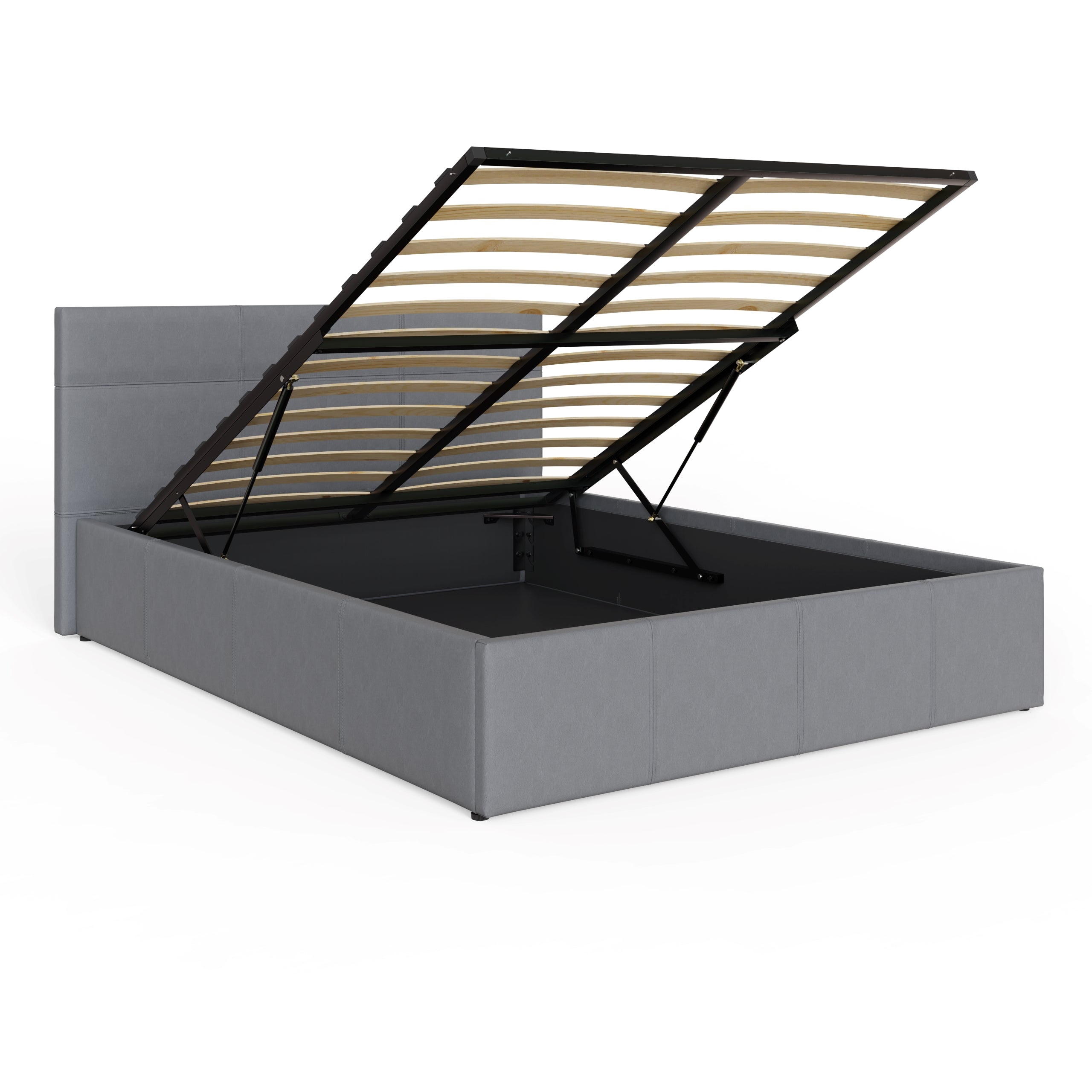 End Lift Ottoman Bed Grey Leather