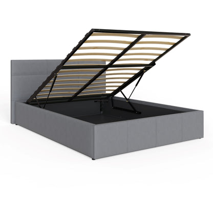 End Lift Ottoman Bed Grey Leather