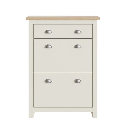 Lancaster 2Dr 1Drw Shoe Cabinet Cream