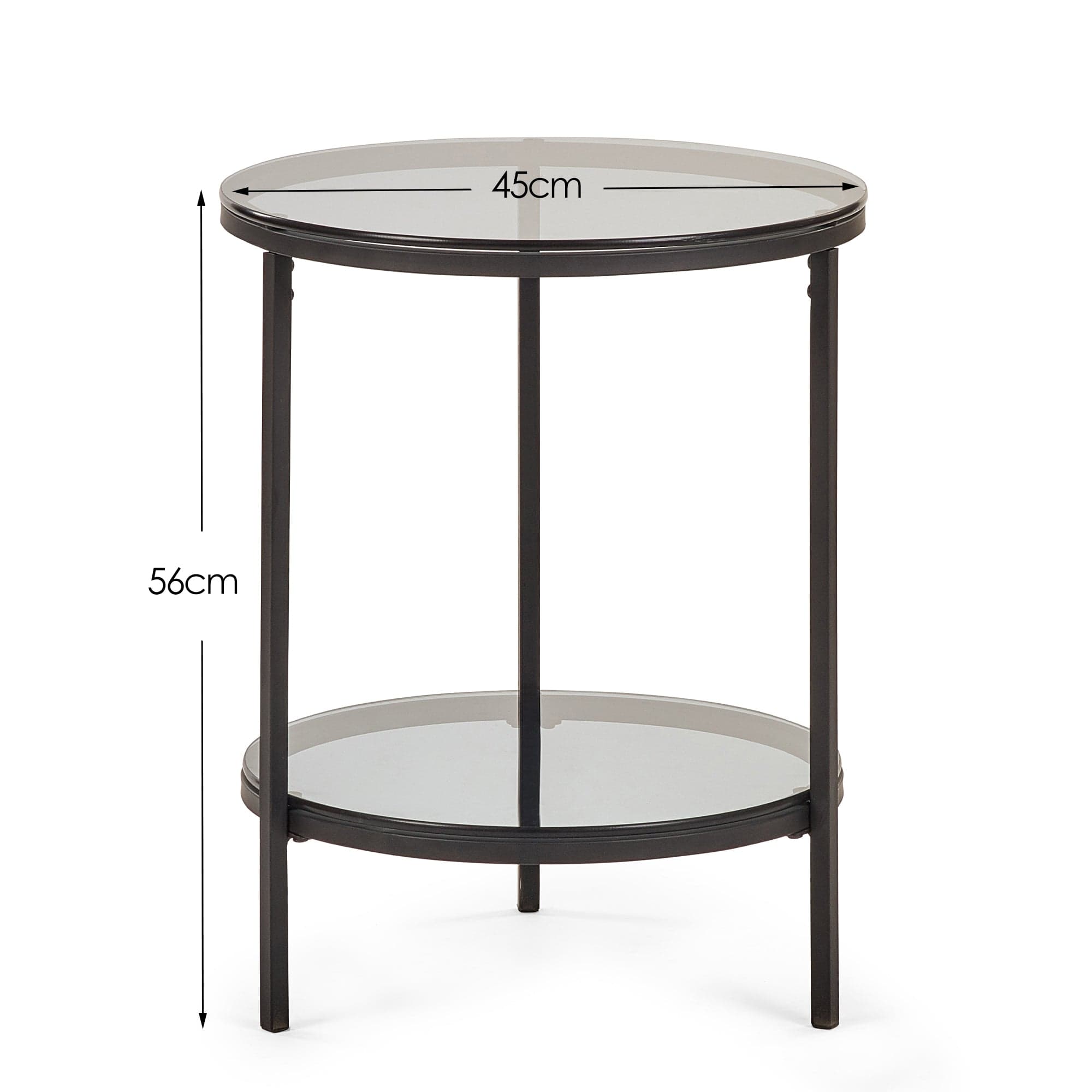 Chicago Circular Lamp Table With Shelf - Smoked Glass