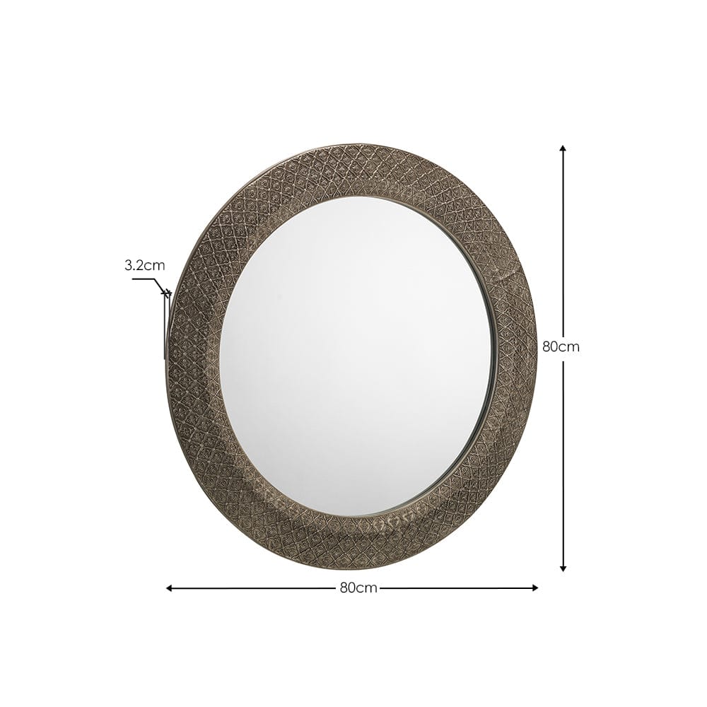 Cadence Large Round Pewter Wall Mirror