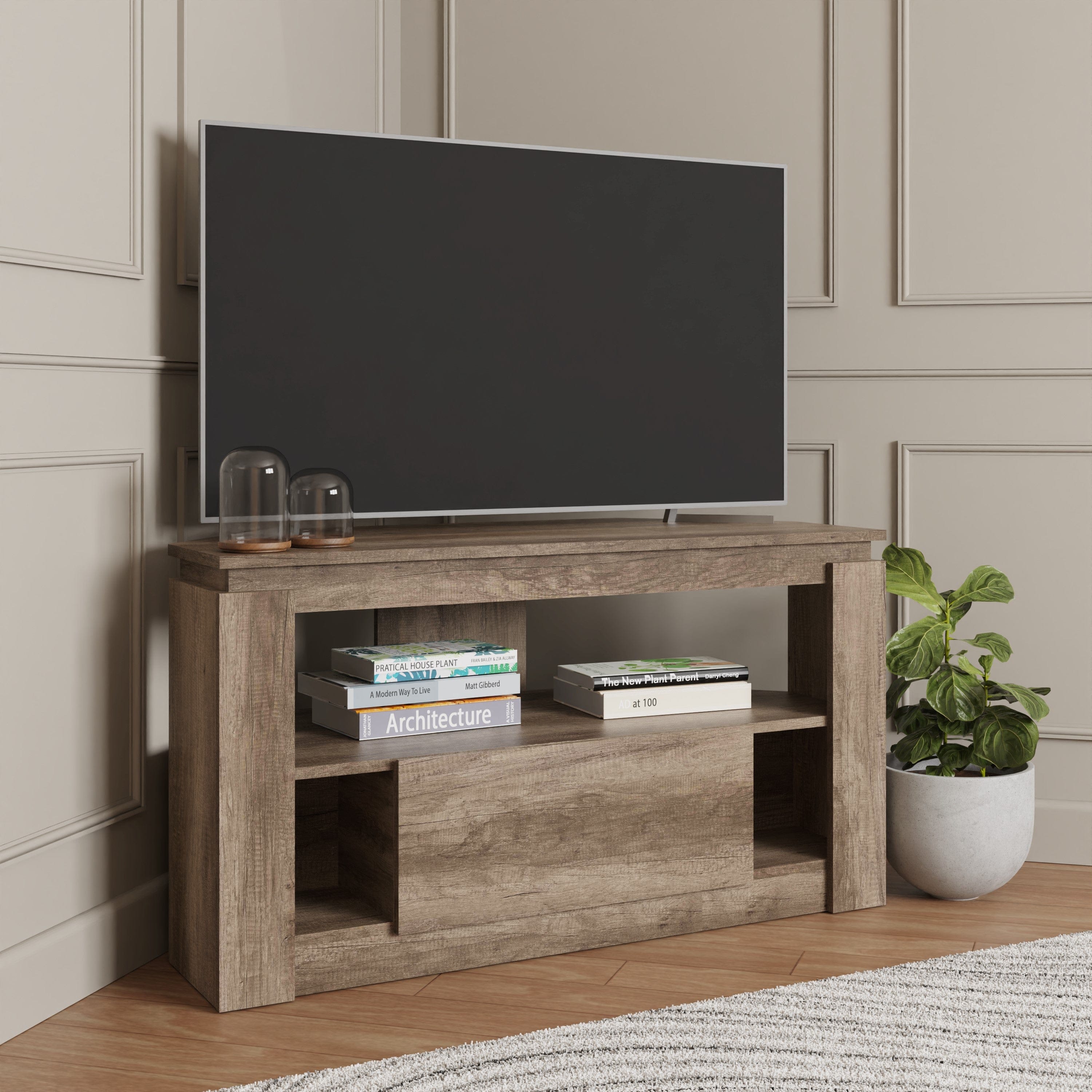 GFW TV Unit Canyon Oak Corner Tv Unit Bed Kings