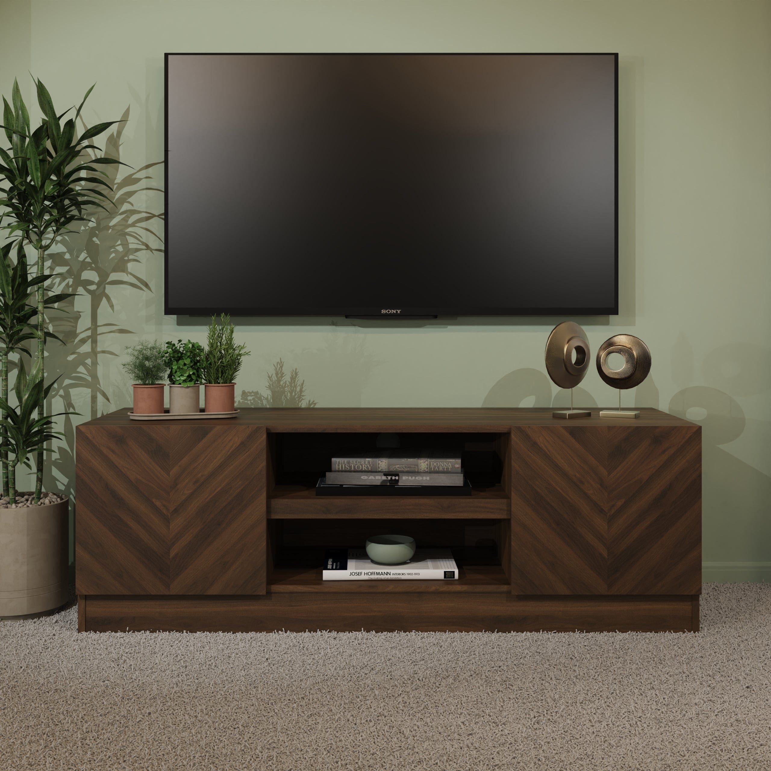 GFW TV Unit Catania 2 Door Tv Unit Royal Walnut Bed Kings