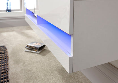 GFW TV Unit Galicia 120Cm Wall TV Unit With Led White Bed Kings