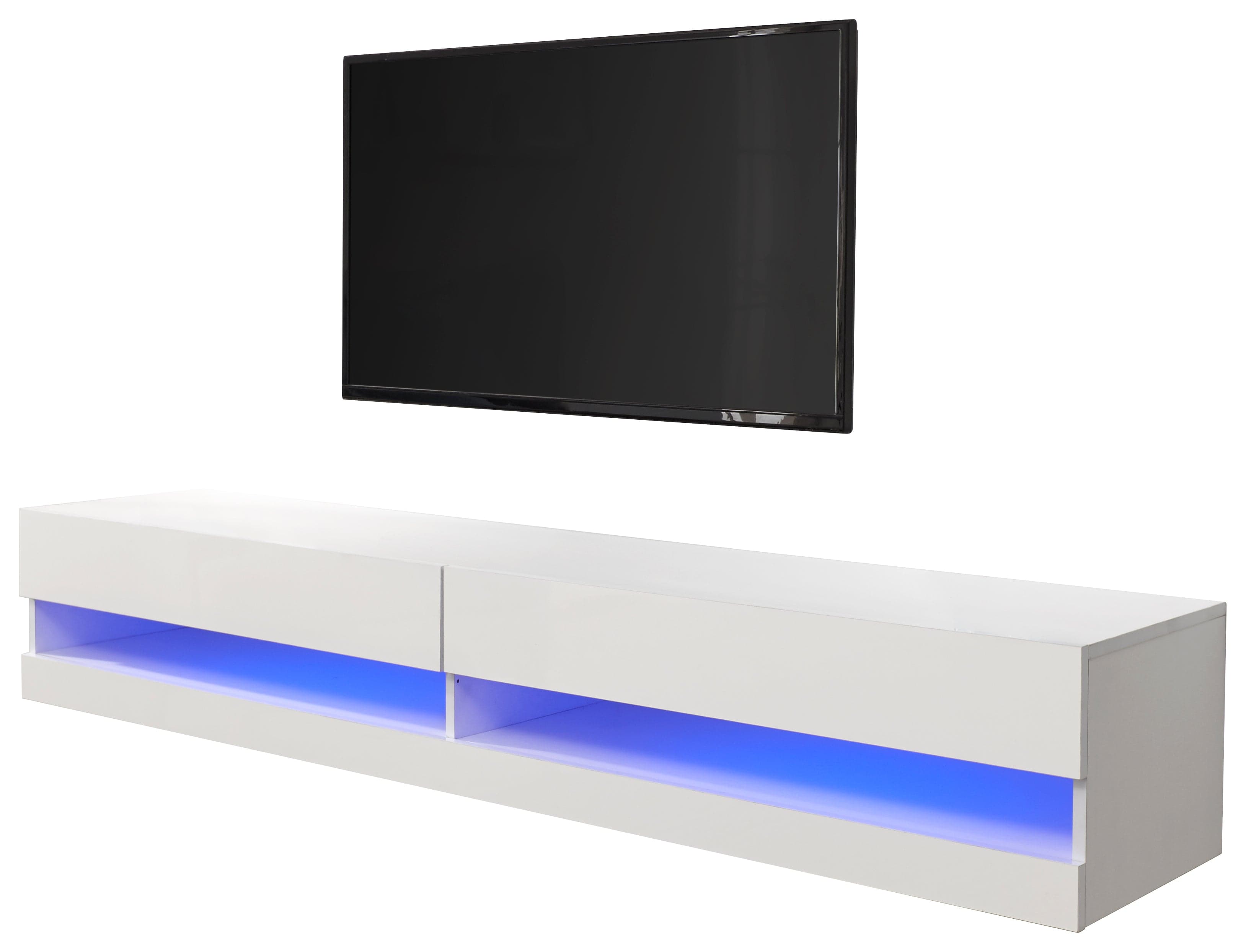 GFW TV Unit Galicia 180Cm Wall TV Unit With Led White Bed Kings