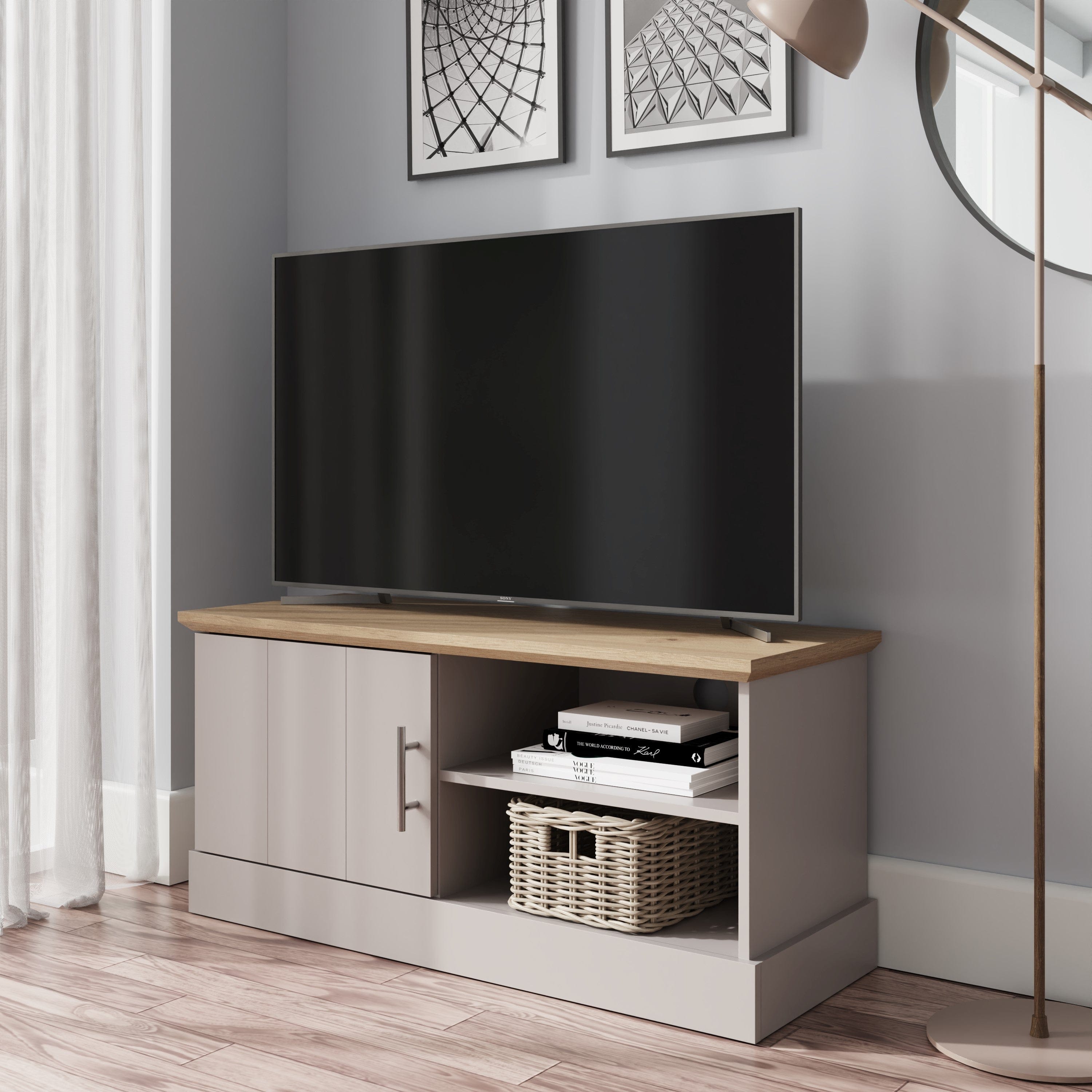 GFW TV Unit Kendal Small TV Unit Grey Bed Kings