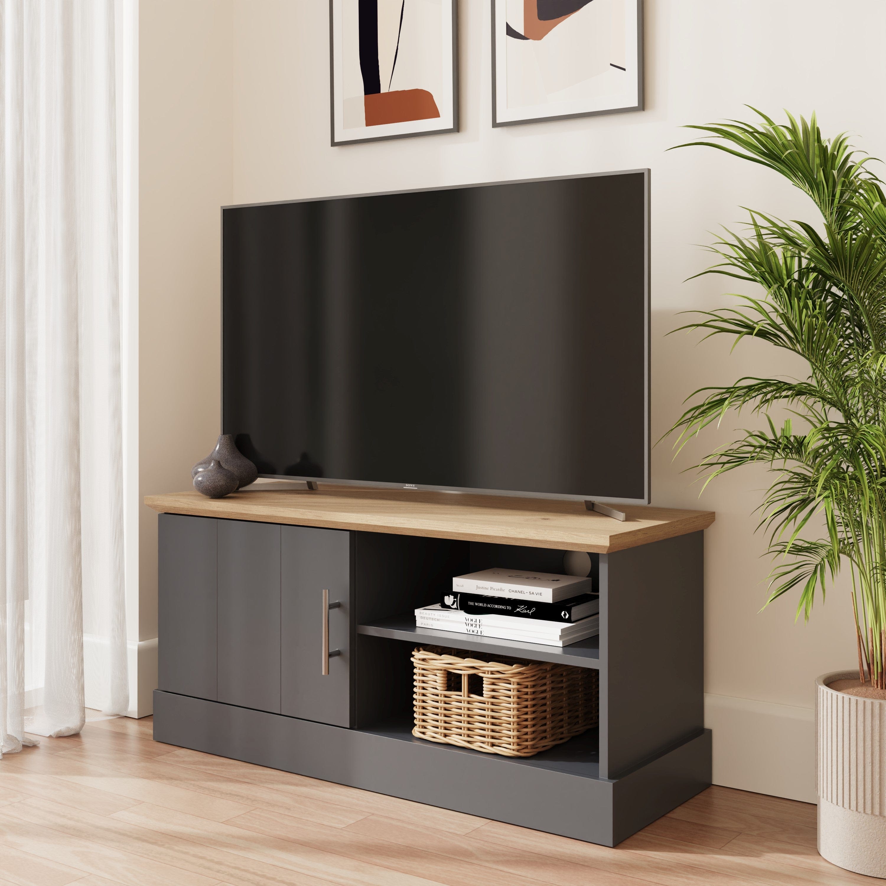 GFW TV Unit Kendal Small Tv Unit Slate Blue Bed Kings