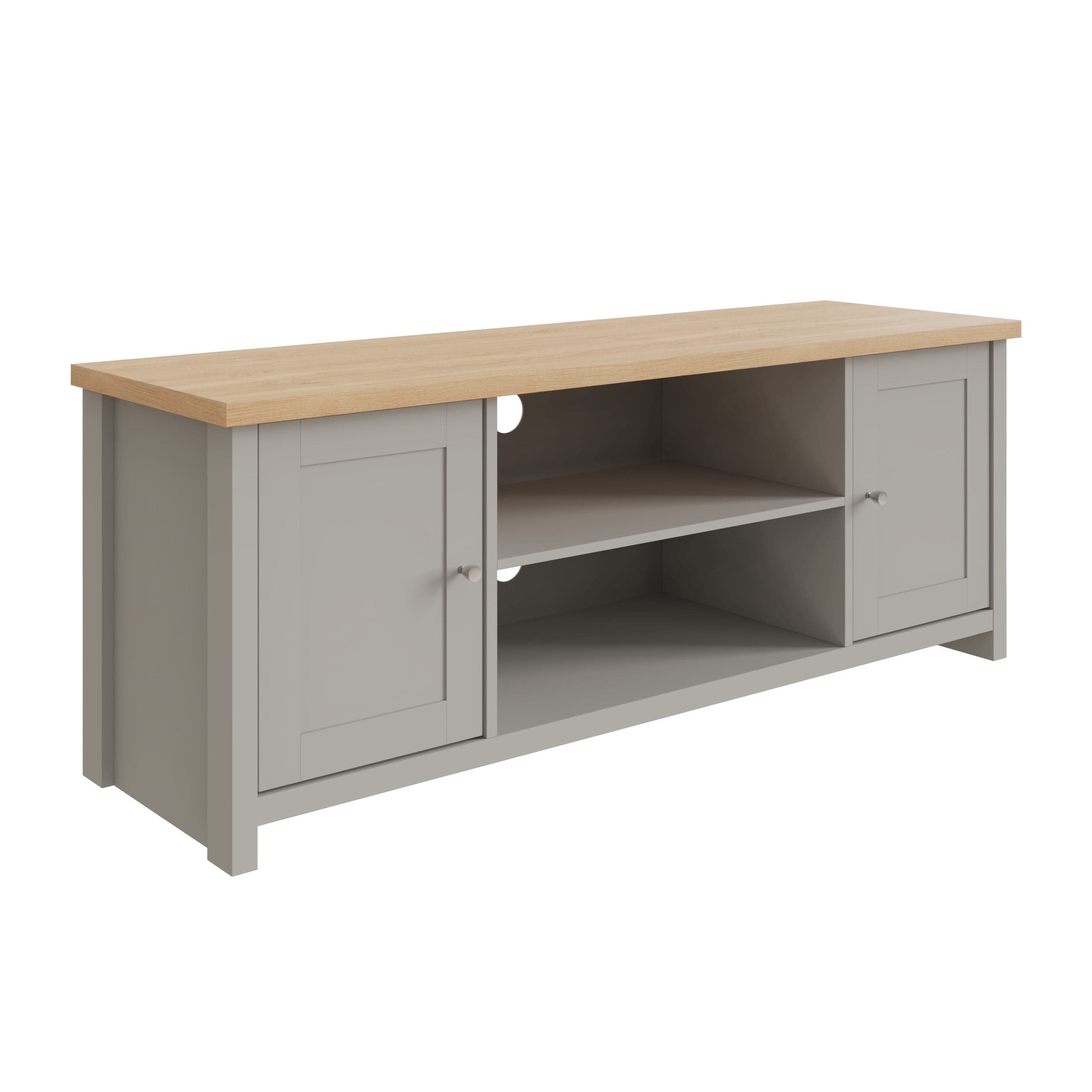 GFW TV Unit Lancaster Large TV Cabinet Grey Bed Kings