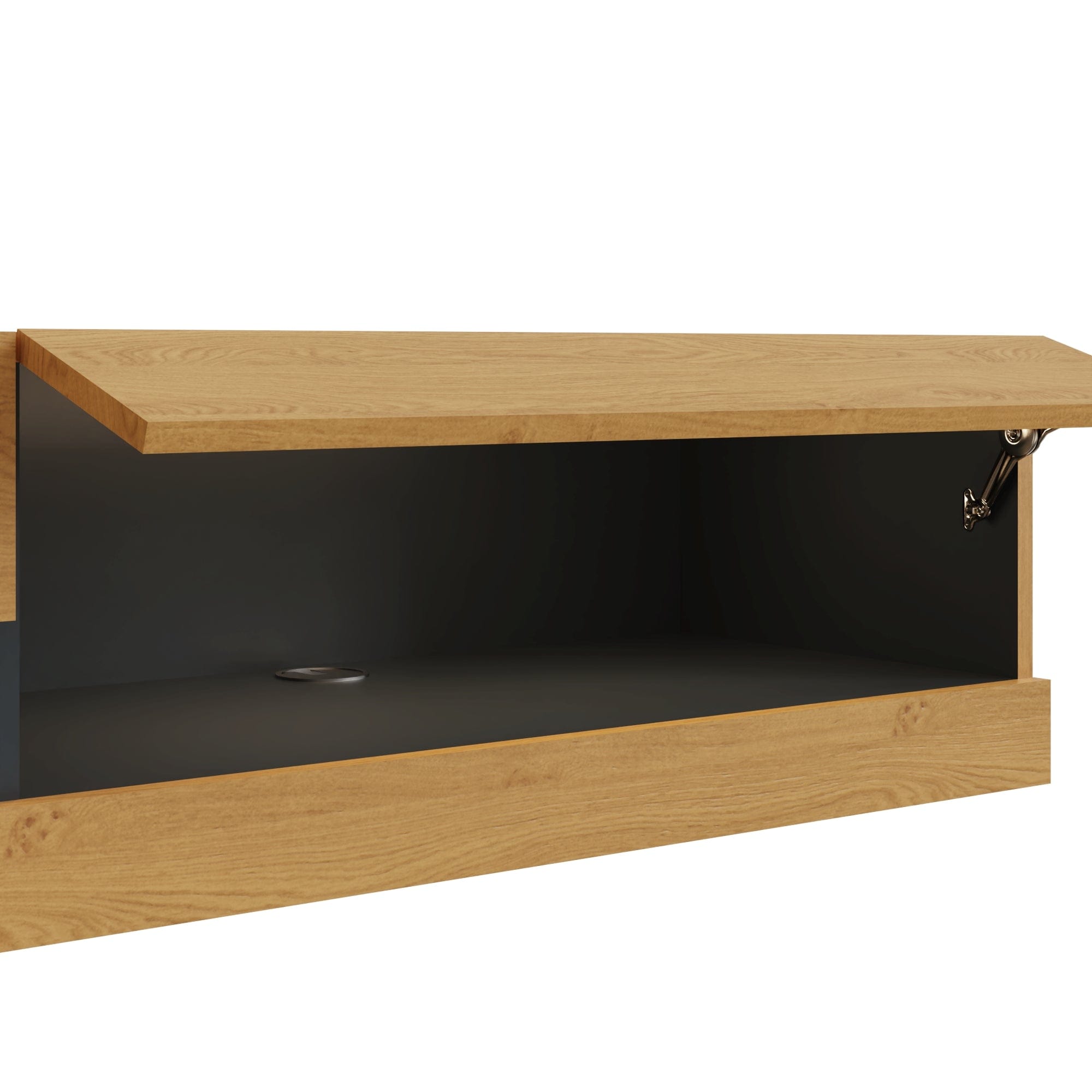 GFW TV Unit Leon 120Cm Wall TV Unit With LED Oak/Anthracite Bed Kings