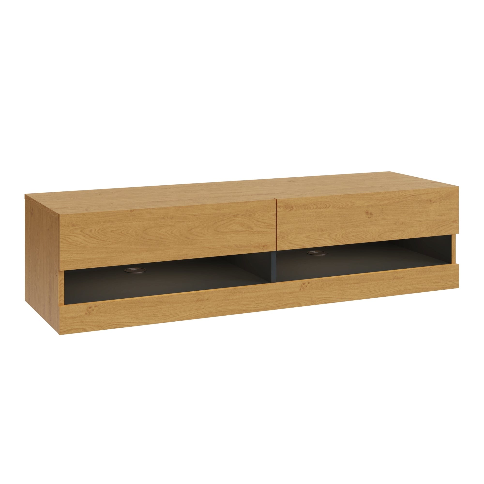 GFW TV Unit Leon 120Cm Wall TV Unit With LED Oak/Anthracite Bed Kings