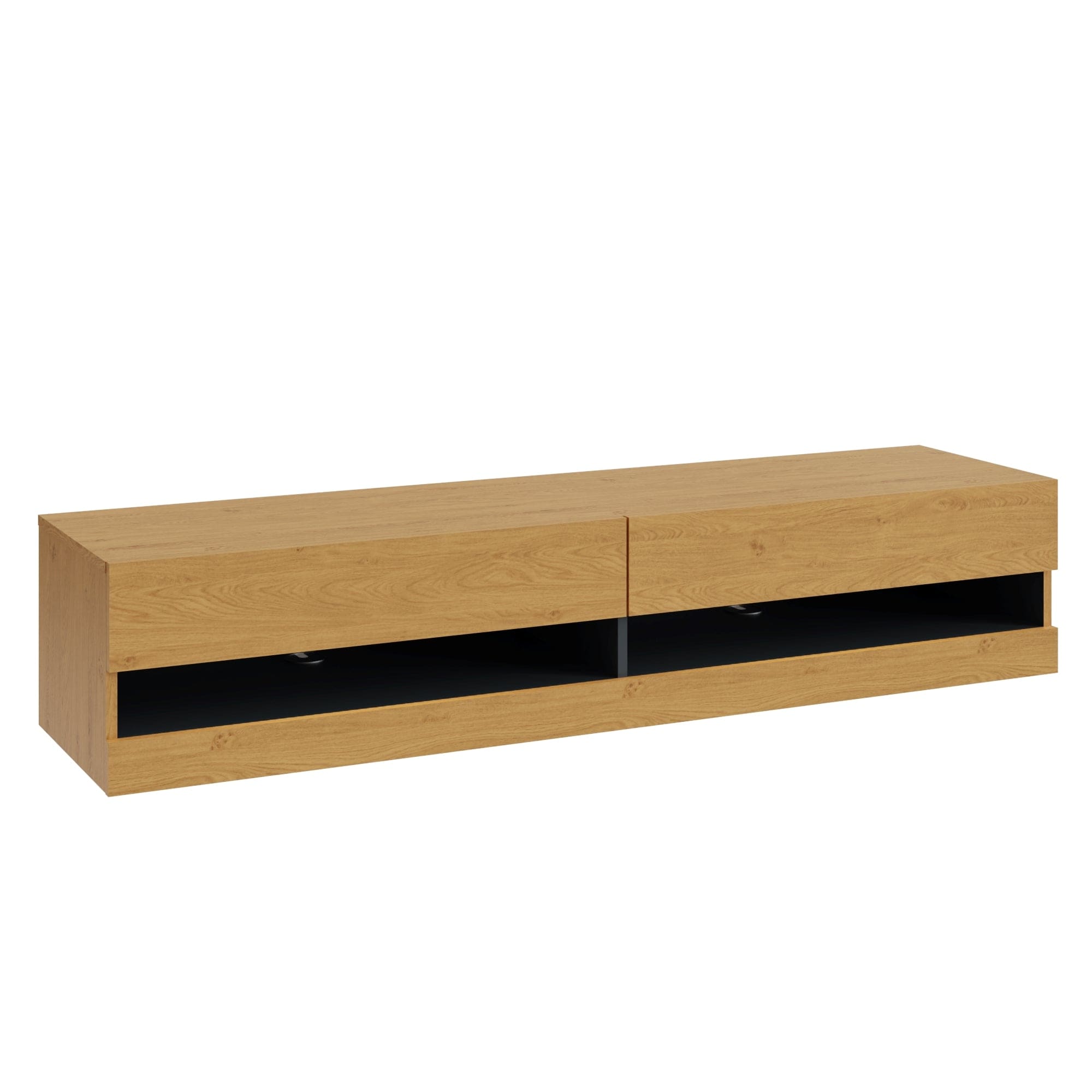 GFW TV Unit Leon 150Cm Wall TV Unit With LED Oak/Anthracite Bed Kings