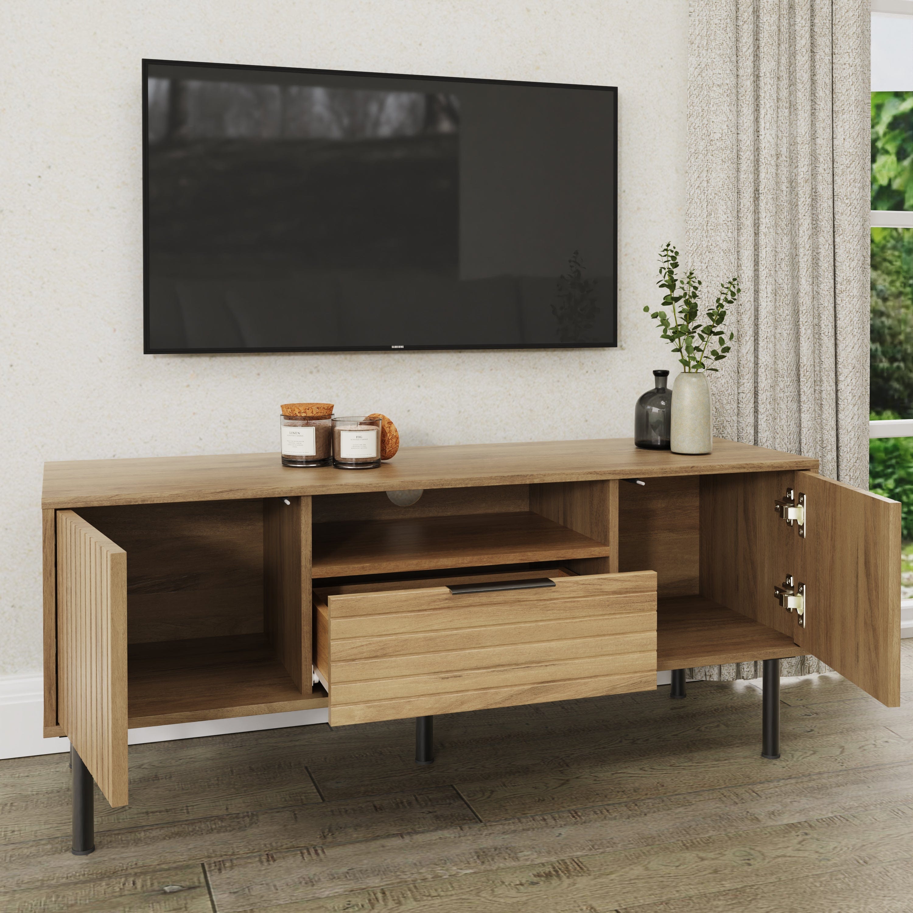 GFW TV Unit Nervata TV Unit Oak Bed Kings