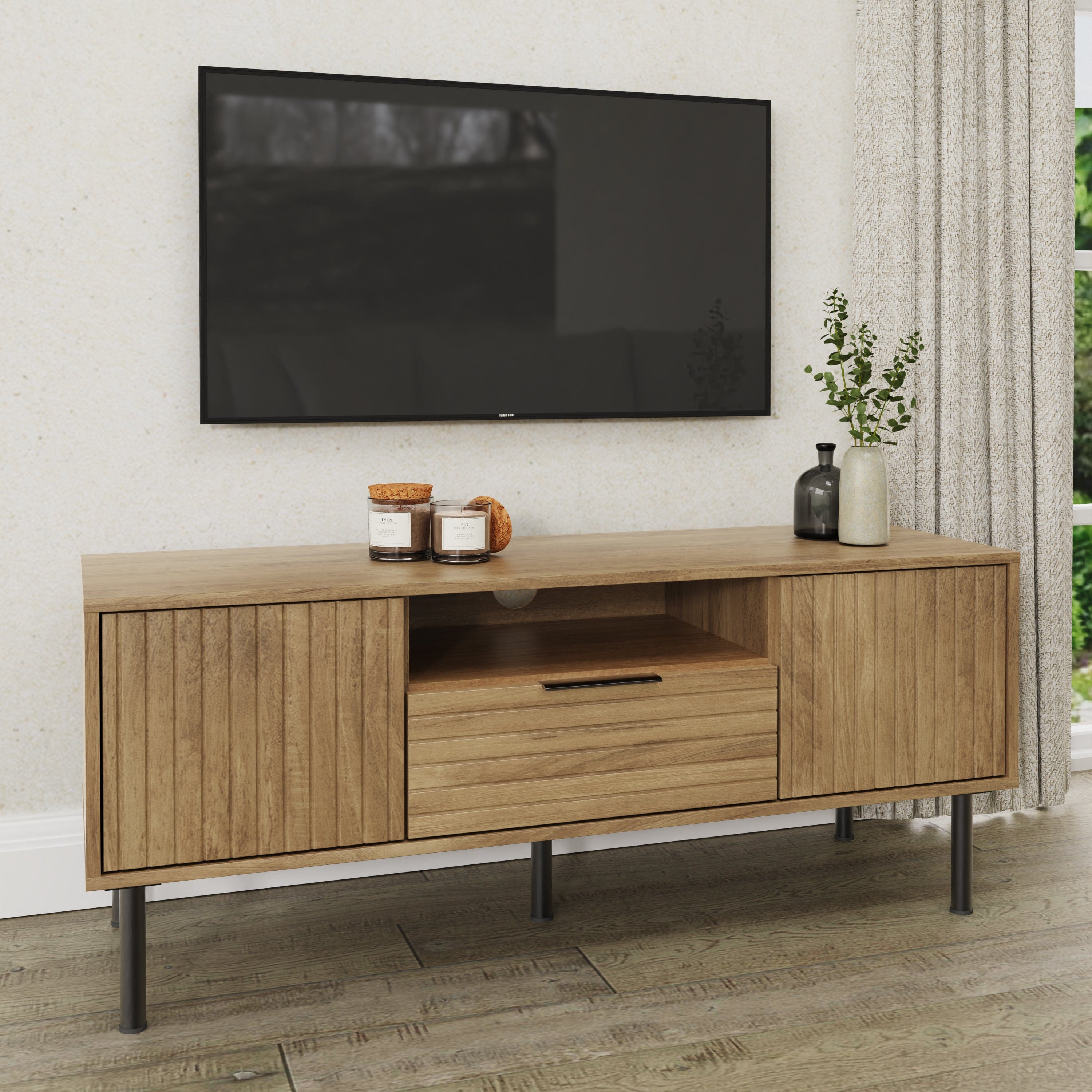 GFW TV Unit Nervata TV Unit Oak Bed Kings