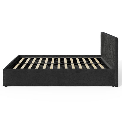End Lift Ottoman Bed Frame- Black Crushed Velvet