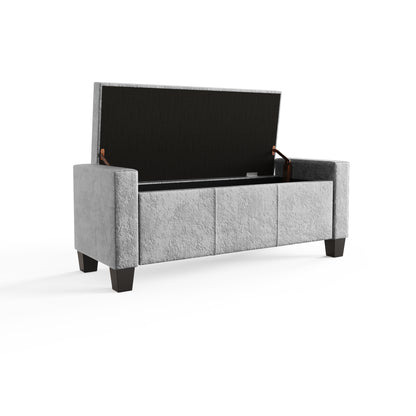 Verona Ottoman Bench Grey Crushed Velvet