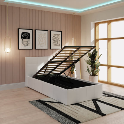 End Lift Ottoman Bed White