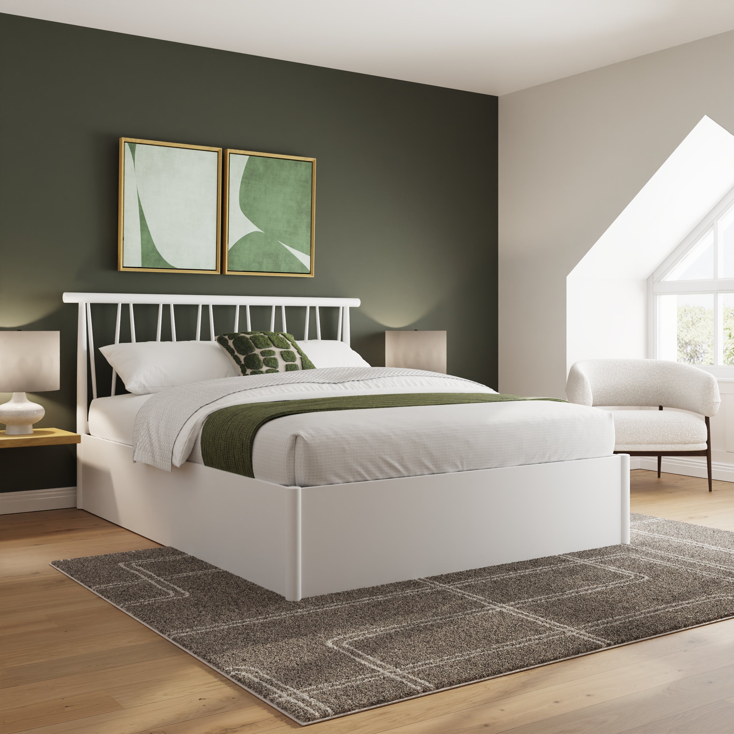 Fusum Spindle Ottoman Bed - White