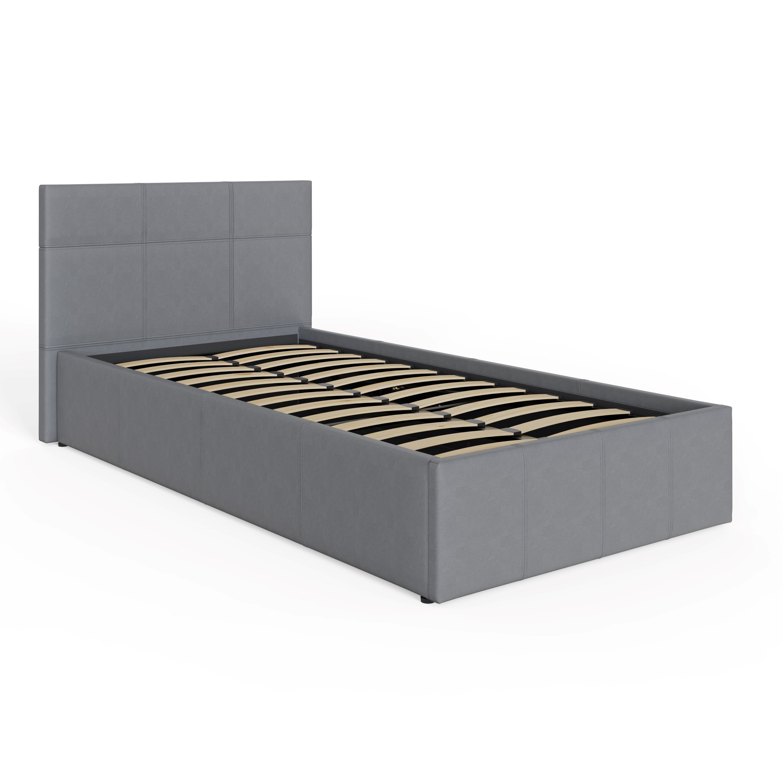 End Lift Ottoman Bed Grey Leather