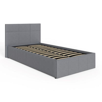 End Lift Ottoman Bed Grey Leather