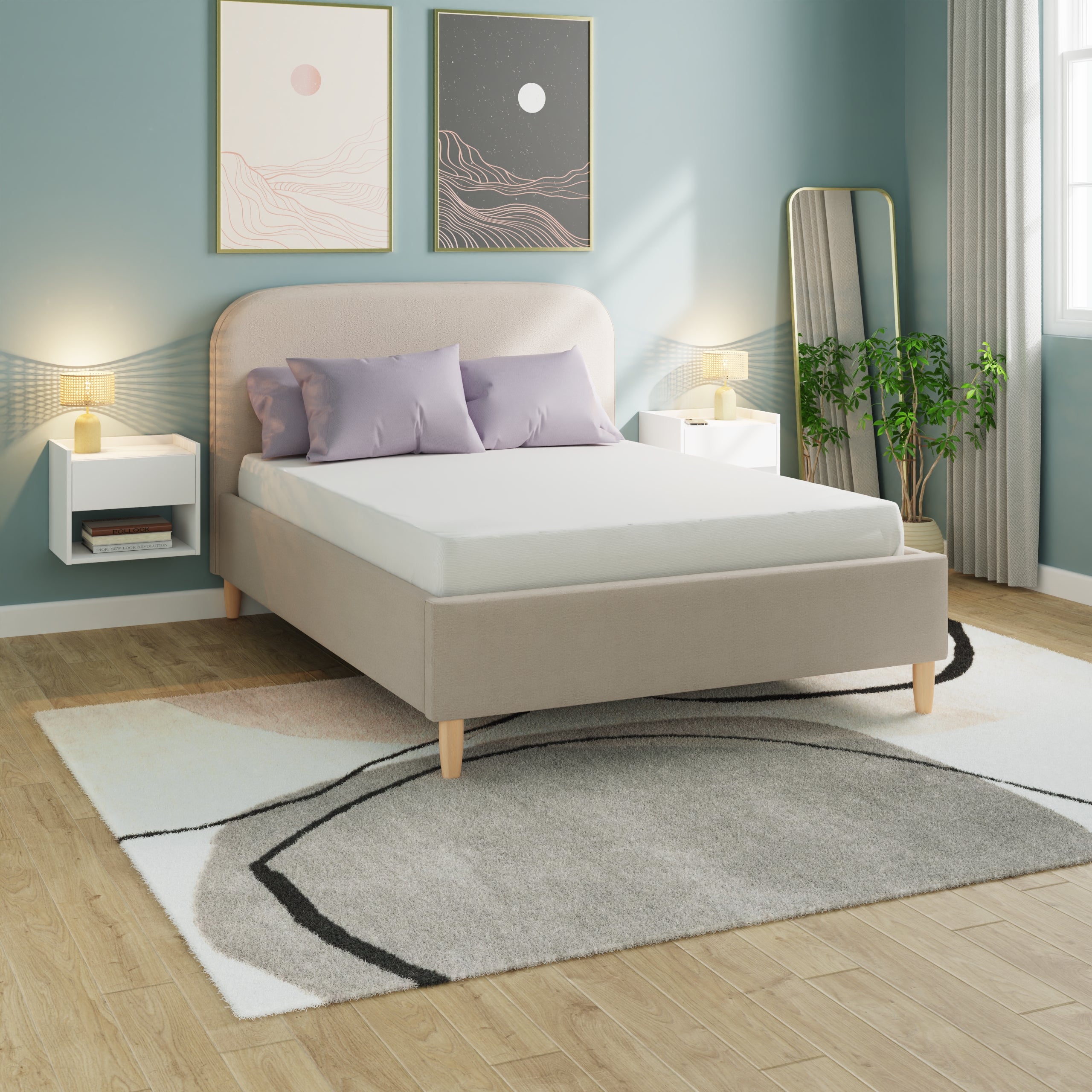 Florence Boucle Ottoman Bed Natural Stone