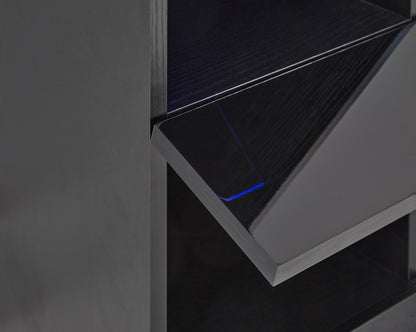 Galicia Tall Shelf Unit With Led Black