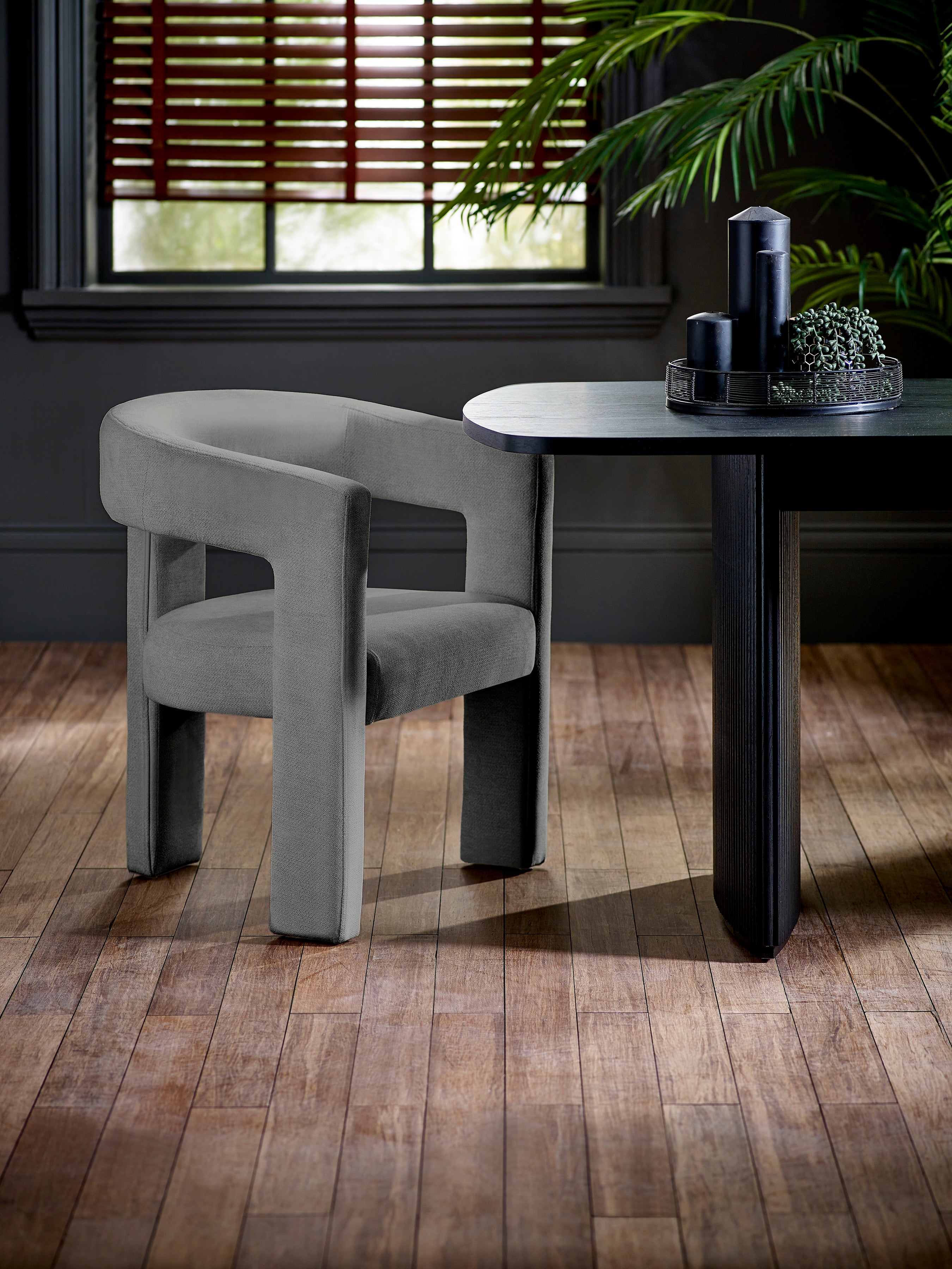 Elara Grey Chenille Upholstered  Chair