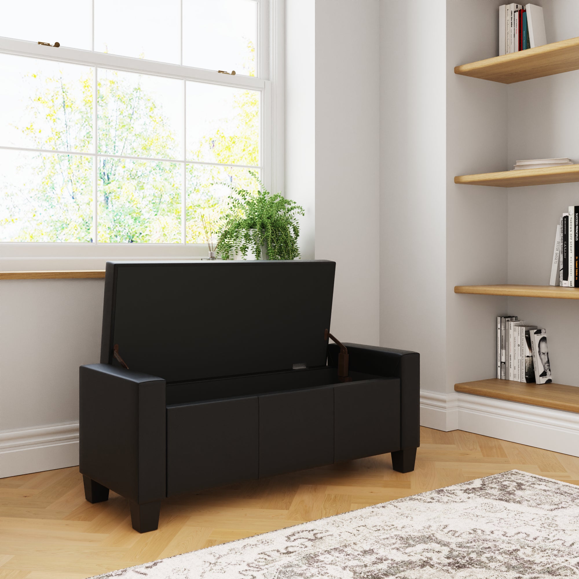 Verona Ottoman Bench Black  Pu