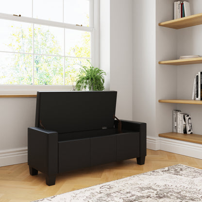 Verona Ottoman Bench Black  Pu