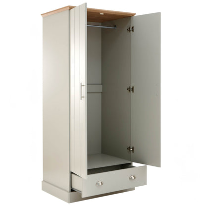 Kendal 2 Door 1 Drawer Wardrobe Grey