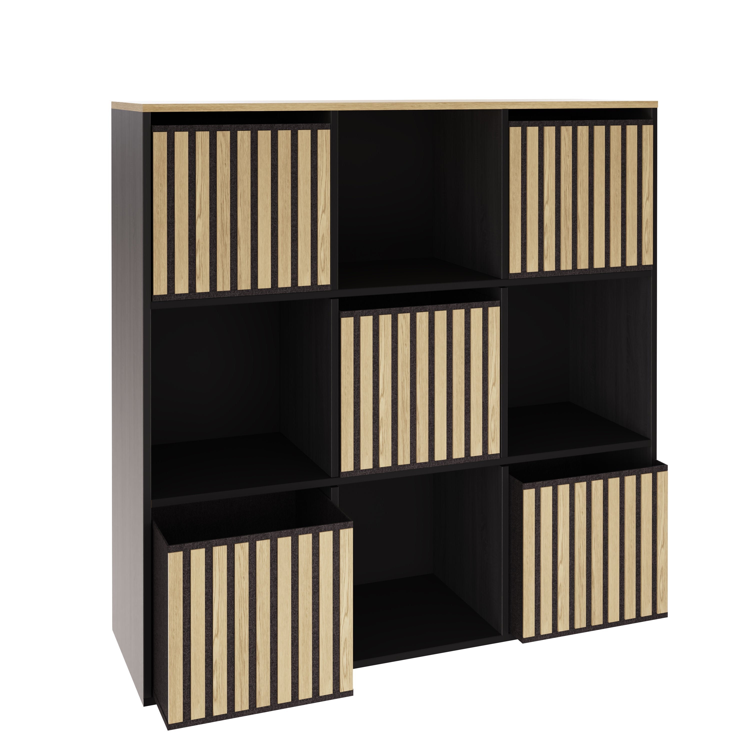 Kube 3X3 Storage Kube Black/Medium Oak