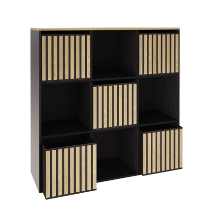 Kube 3X3 Storage Kube Black/Medium Oak