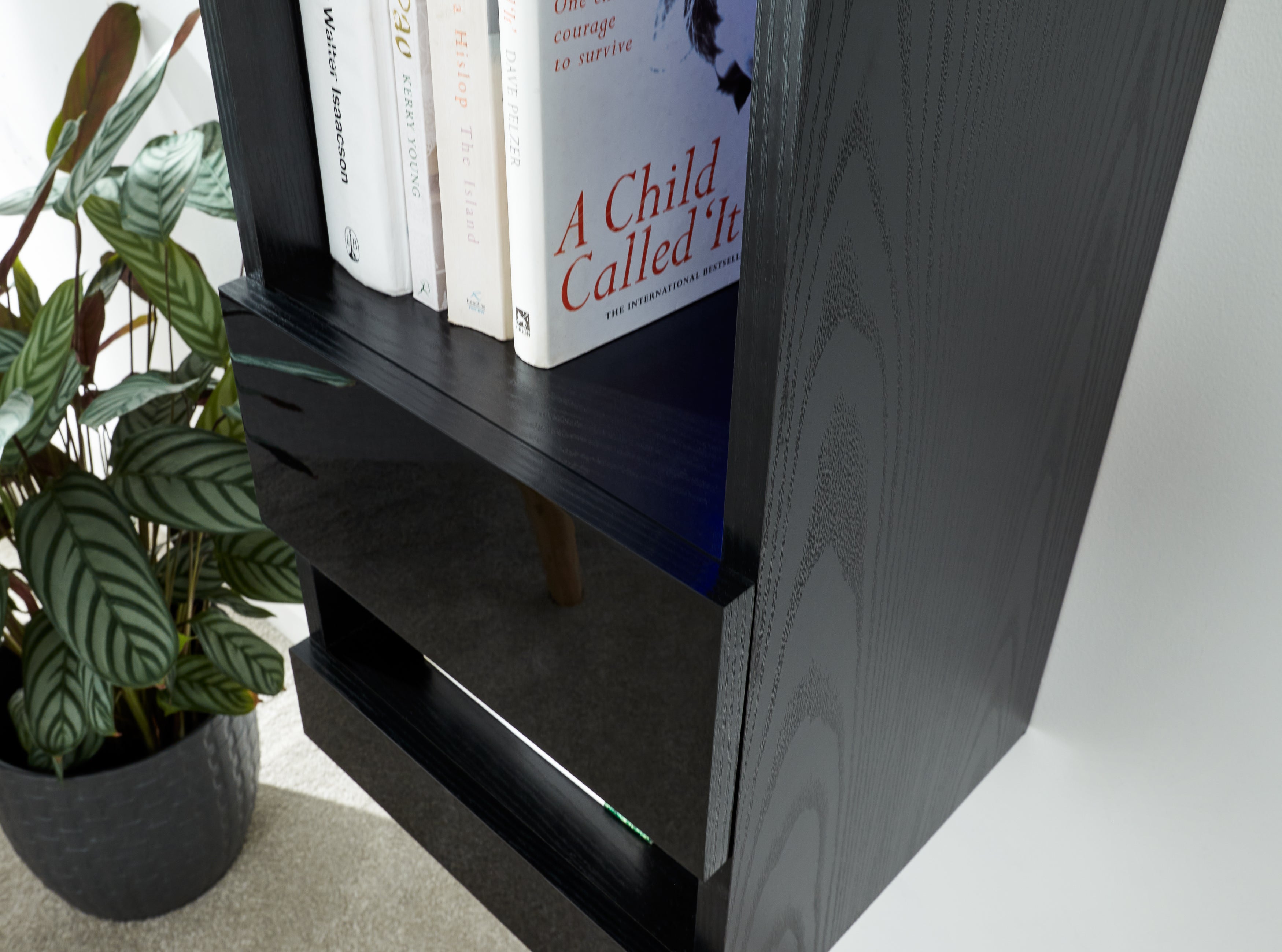 Galicia Tall Shelf Unit With Led Black
