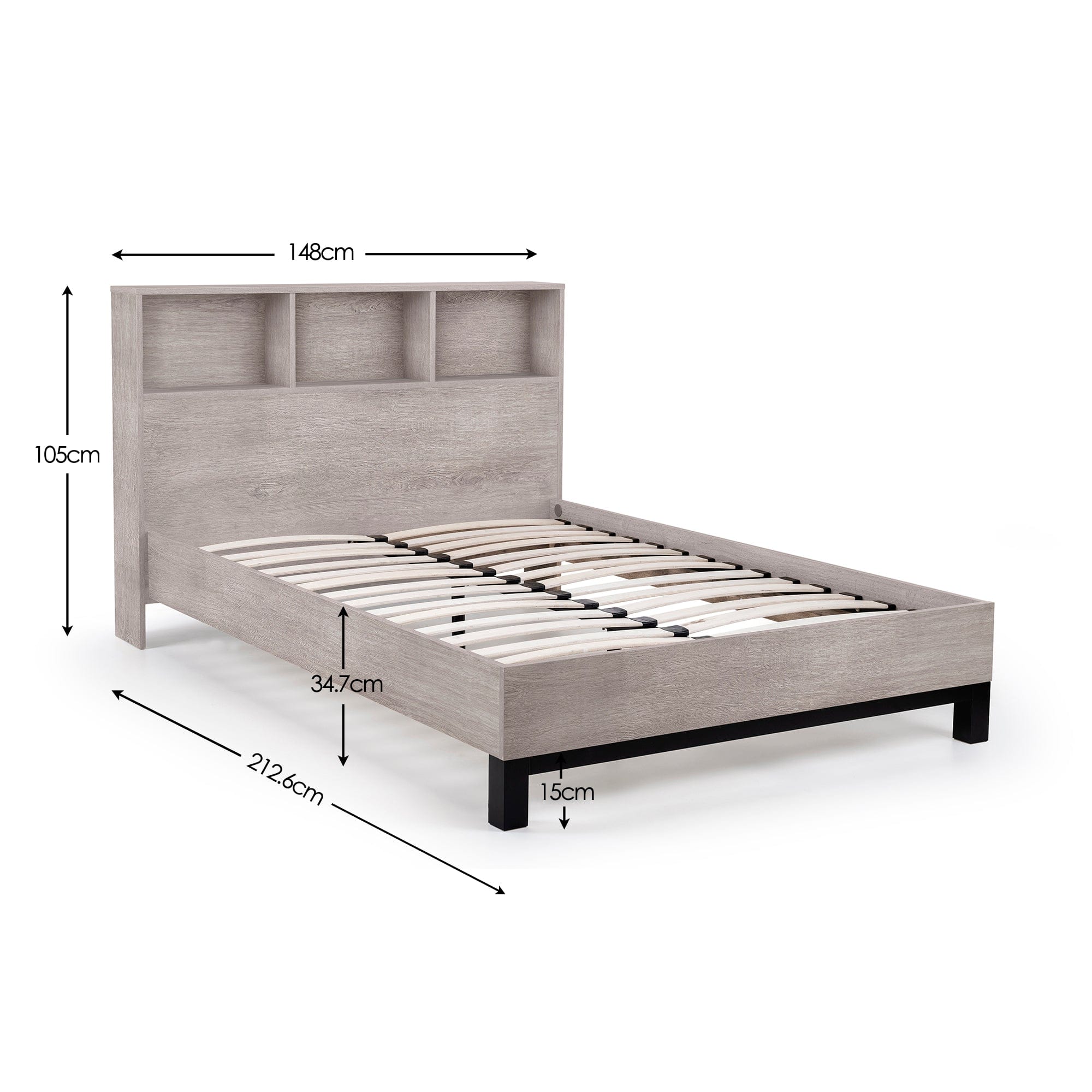 Bali Bookcase Bed- Grey Oak