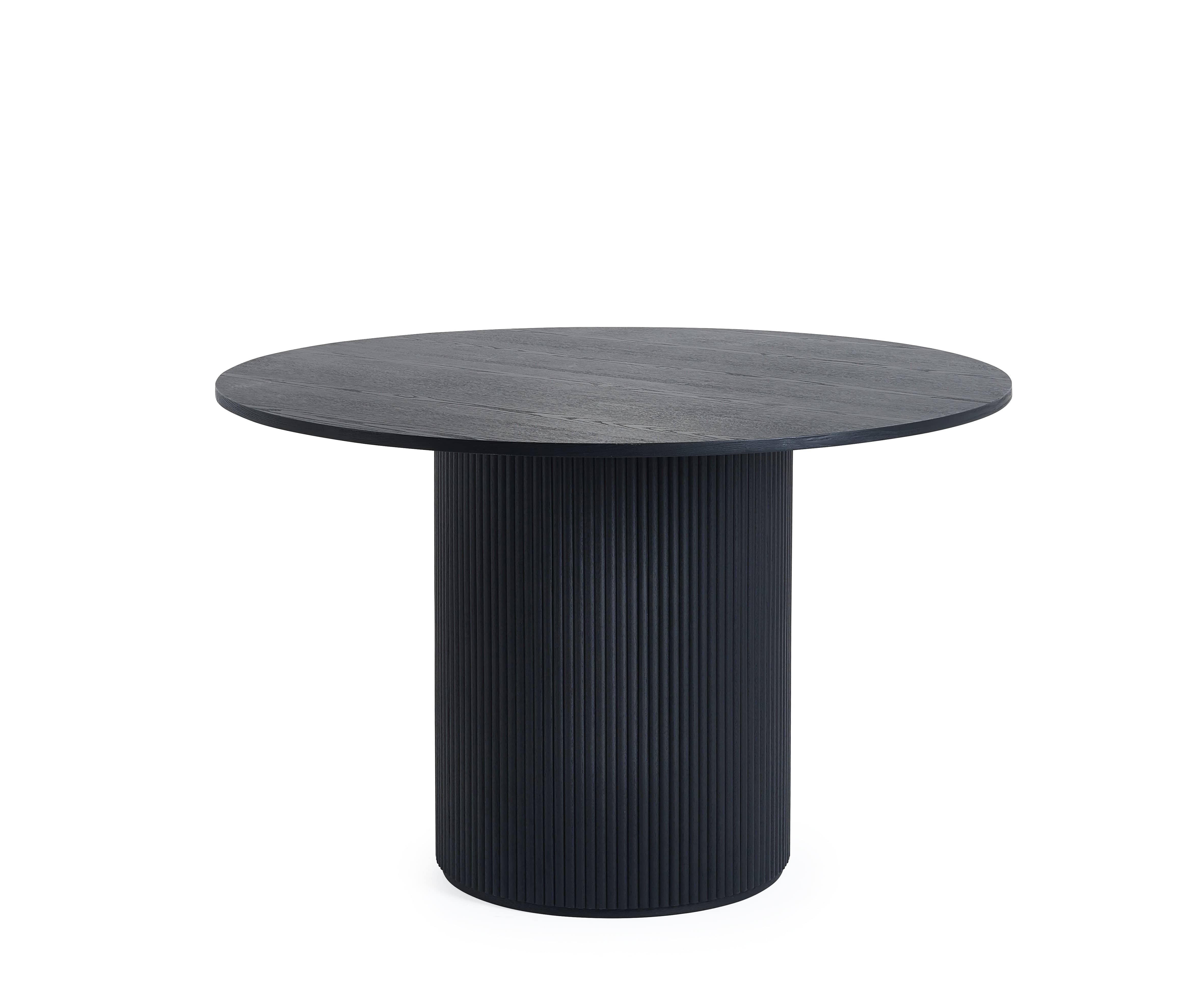 Louis Fluted Round Dining Table - Black