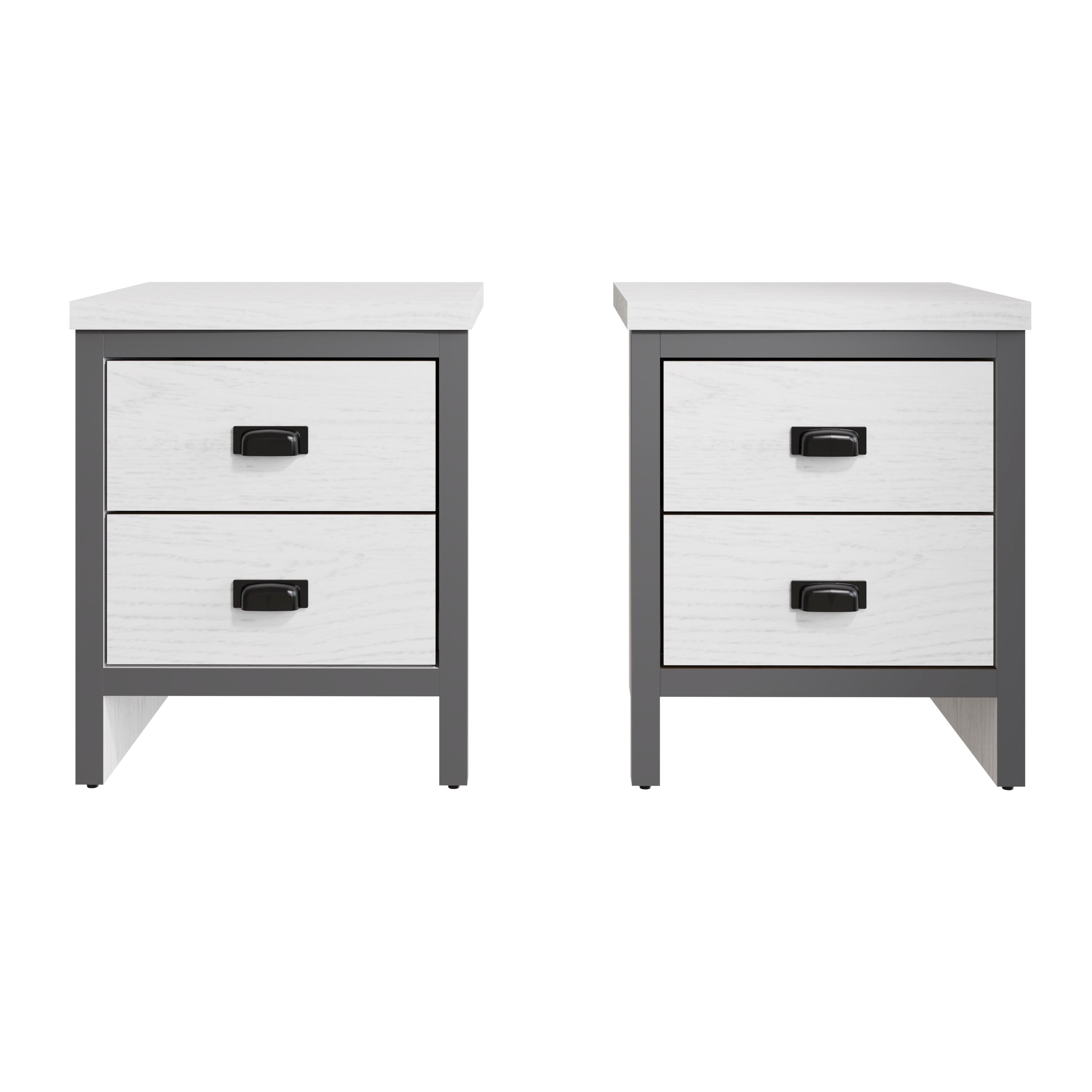 Boston 2 Drawer Bedside Table Pair White