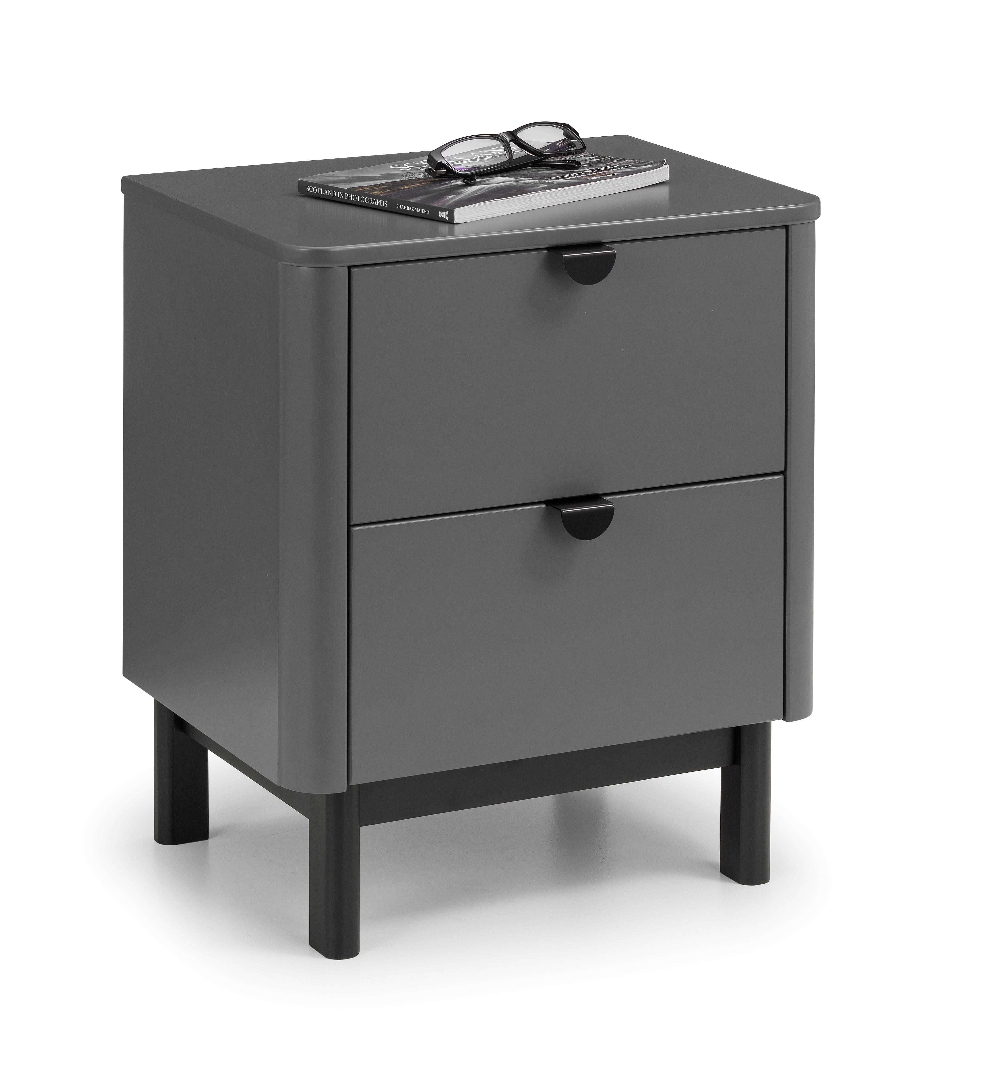 Chloe 2 Drawer Bedside - Storm Grey/Black