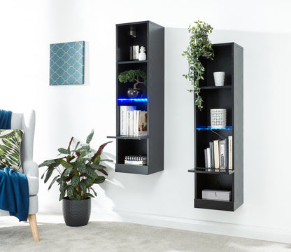 Galicia Tall Shelf Unit With Led Black