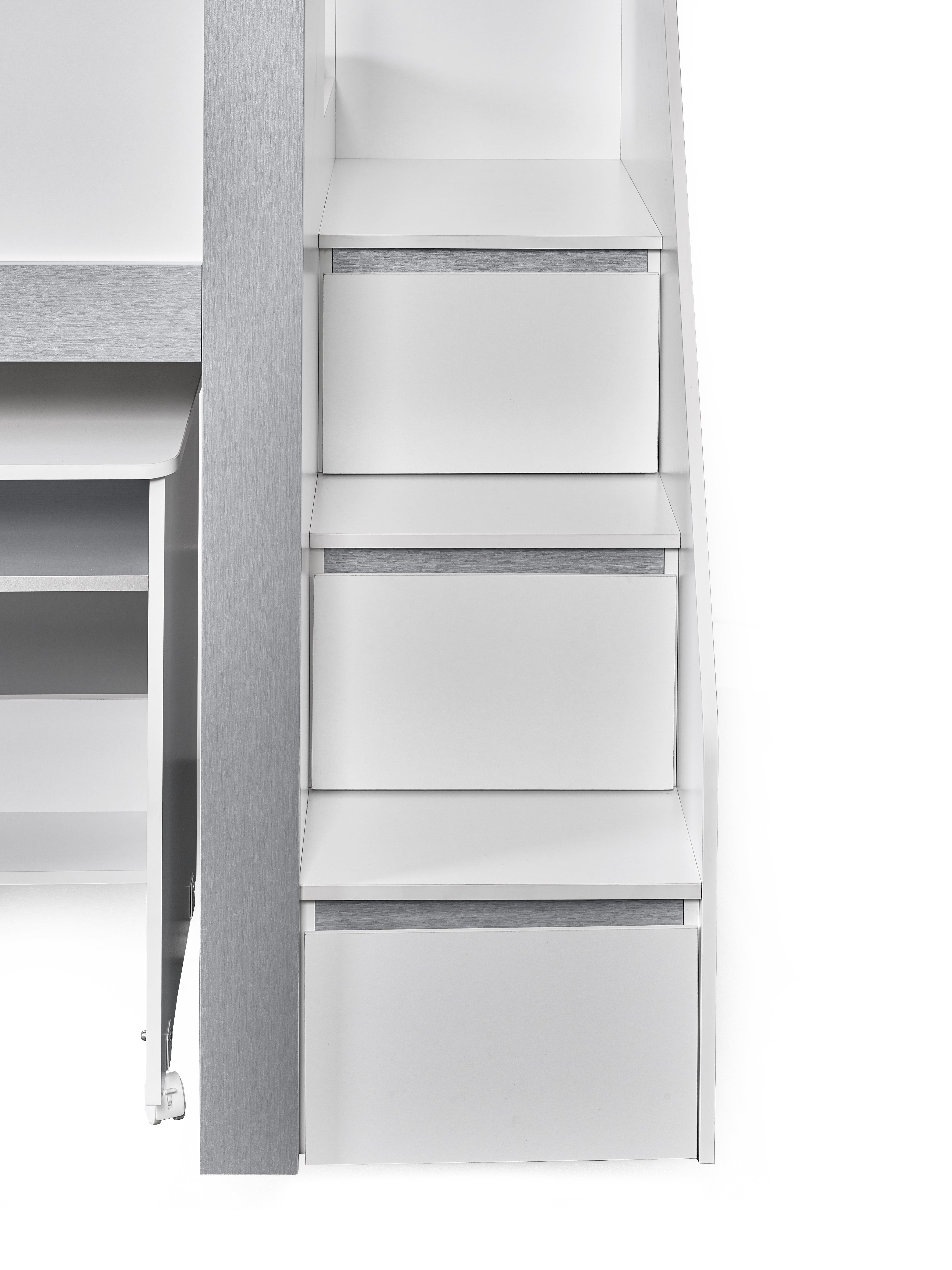 Gaia Midsleeper Bed - White and Silver