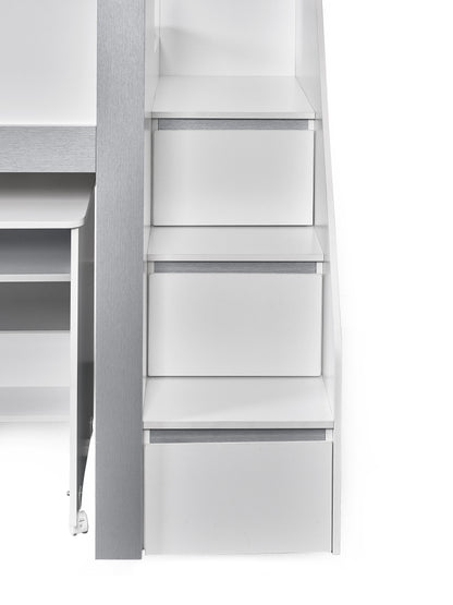 Gaia Midsleeper Bed - White and Silver