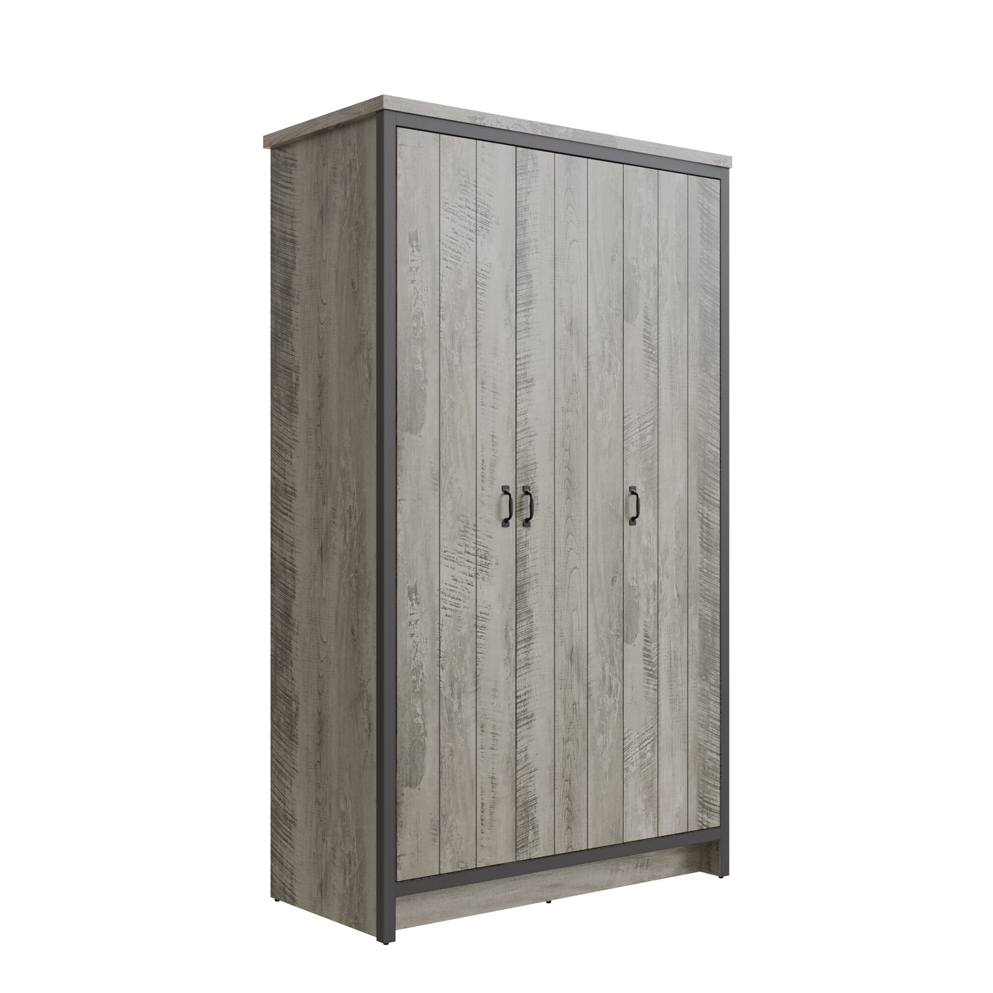 GFW Wardrobe Boston 3 Door Wardrobe Grey Bed Kings