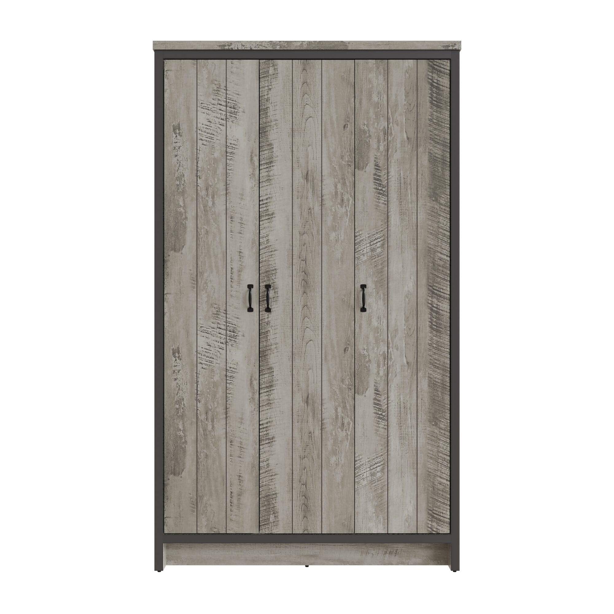 GFW Wardrobe Boston 3 Door Wardrobe Grey Bed Kings