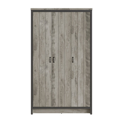 GFW Wardrobe Boston 3 Door Wardrobe Grey Bed Kings