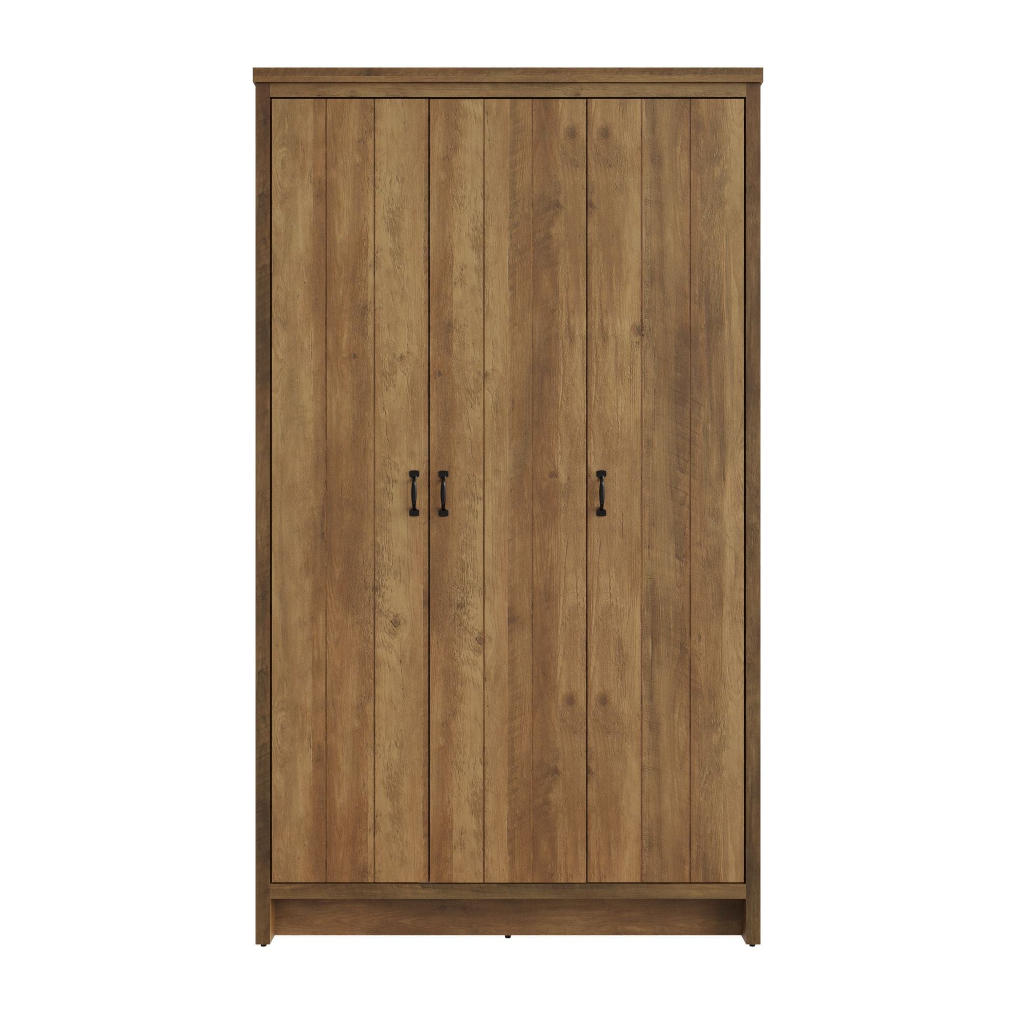 GFW Wardrobe Boston 3 Door Wardrobe Knotty Oak Bed Kings