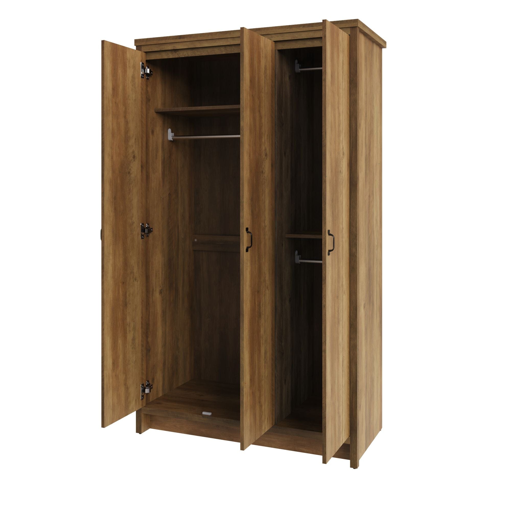 GFW Wardrobe Boston 3 Door Wardrobe Knotty Oak Bed Kings