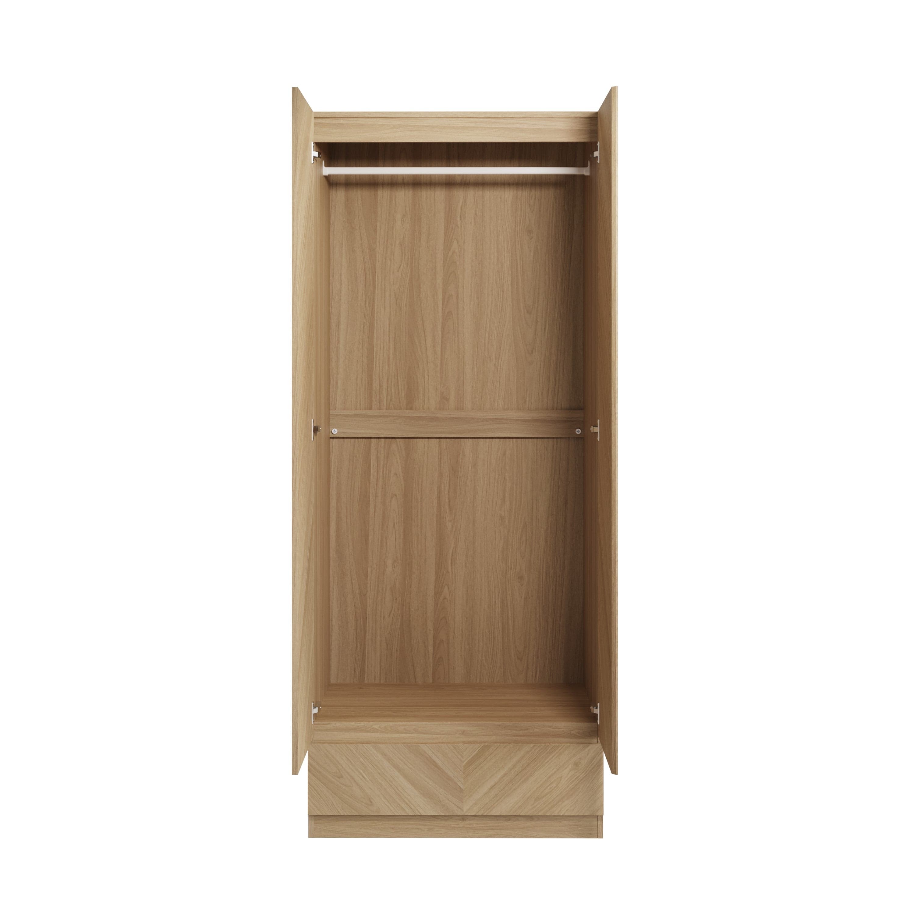 GFW Wardrobe Catania 2 Door 1 Drawer Wardrobe Euro Oak Bed Kings