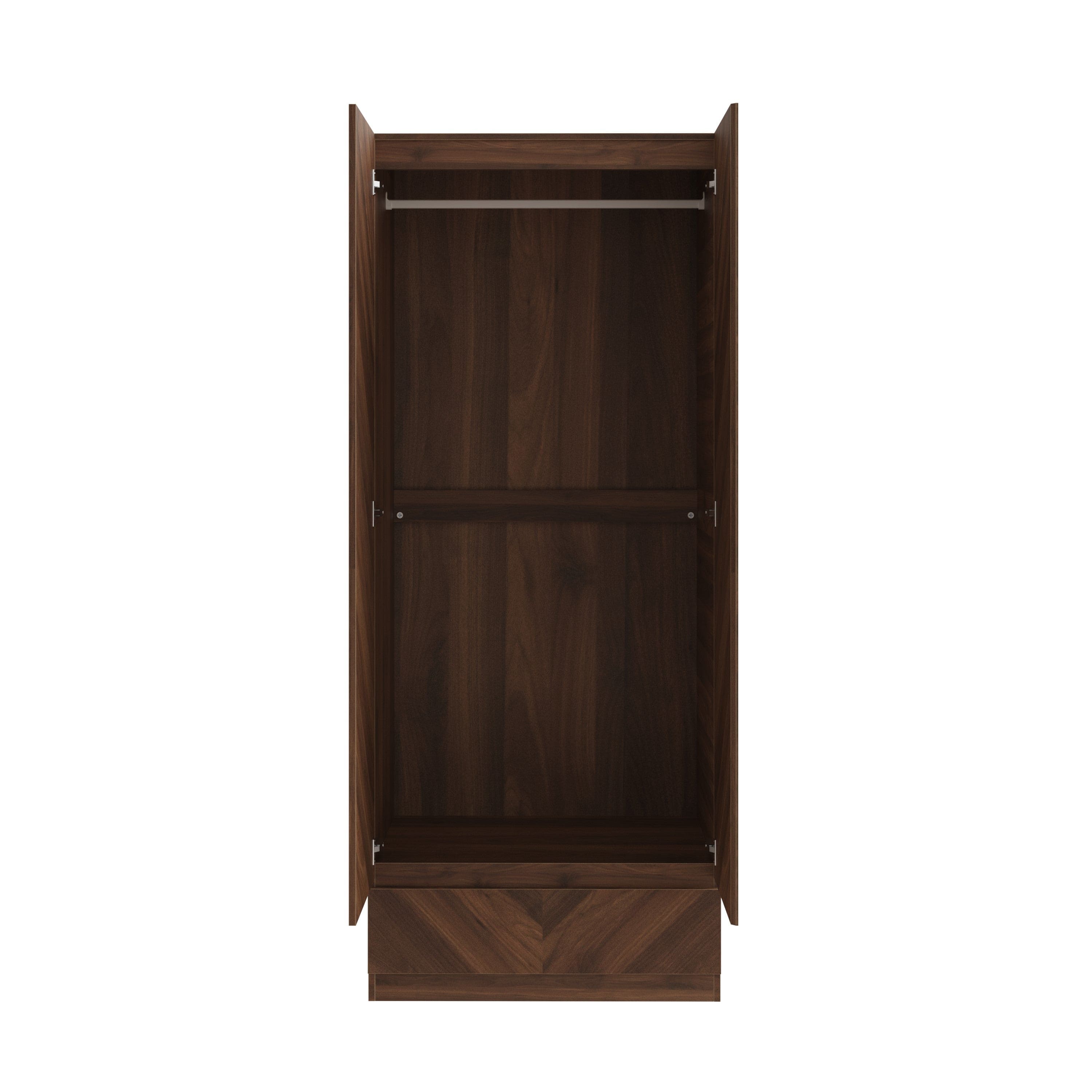 GFW Wardrobe Catania 2 Door 1 Drawer Wardrobe Royal Walnut Bed Kings