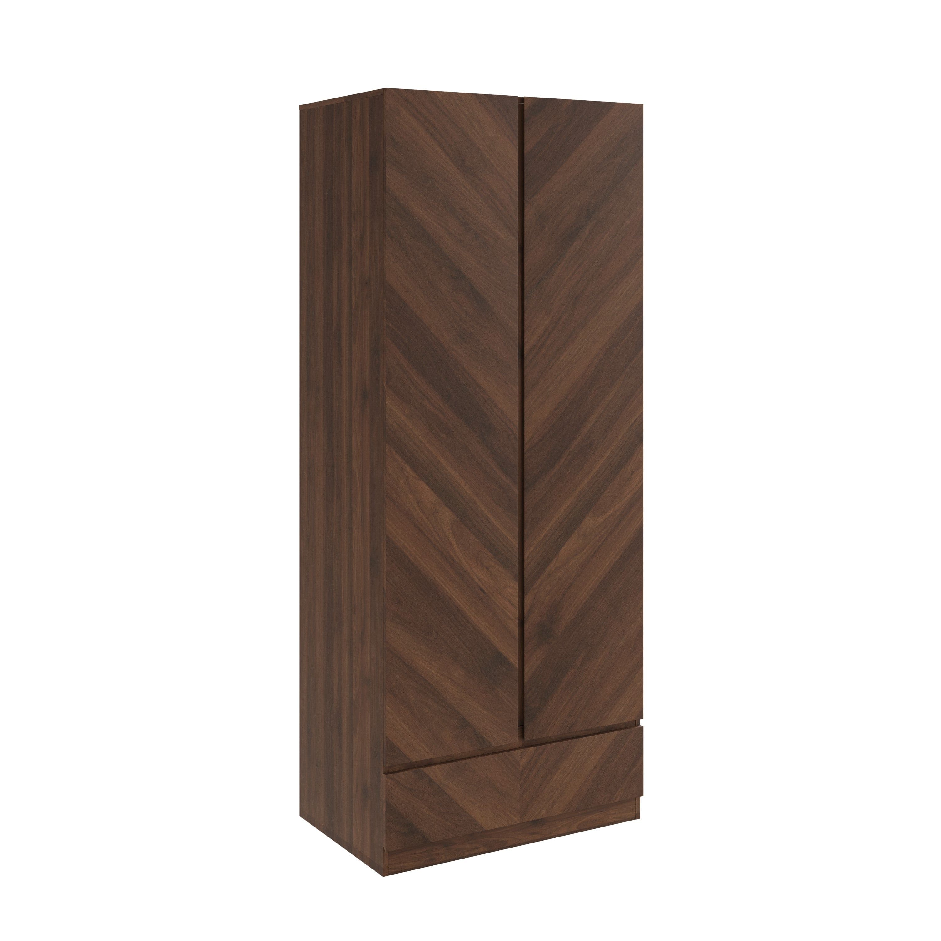 GFW Wardrobe Catania 2 Door 1 Drawer Wardrobe Royal Walnut Bed Kings