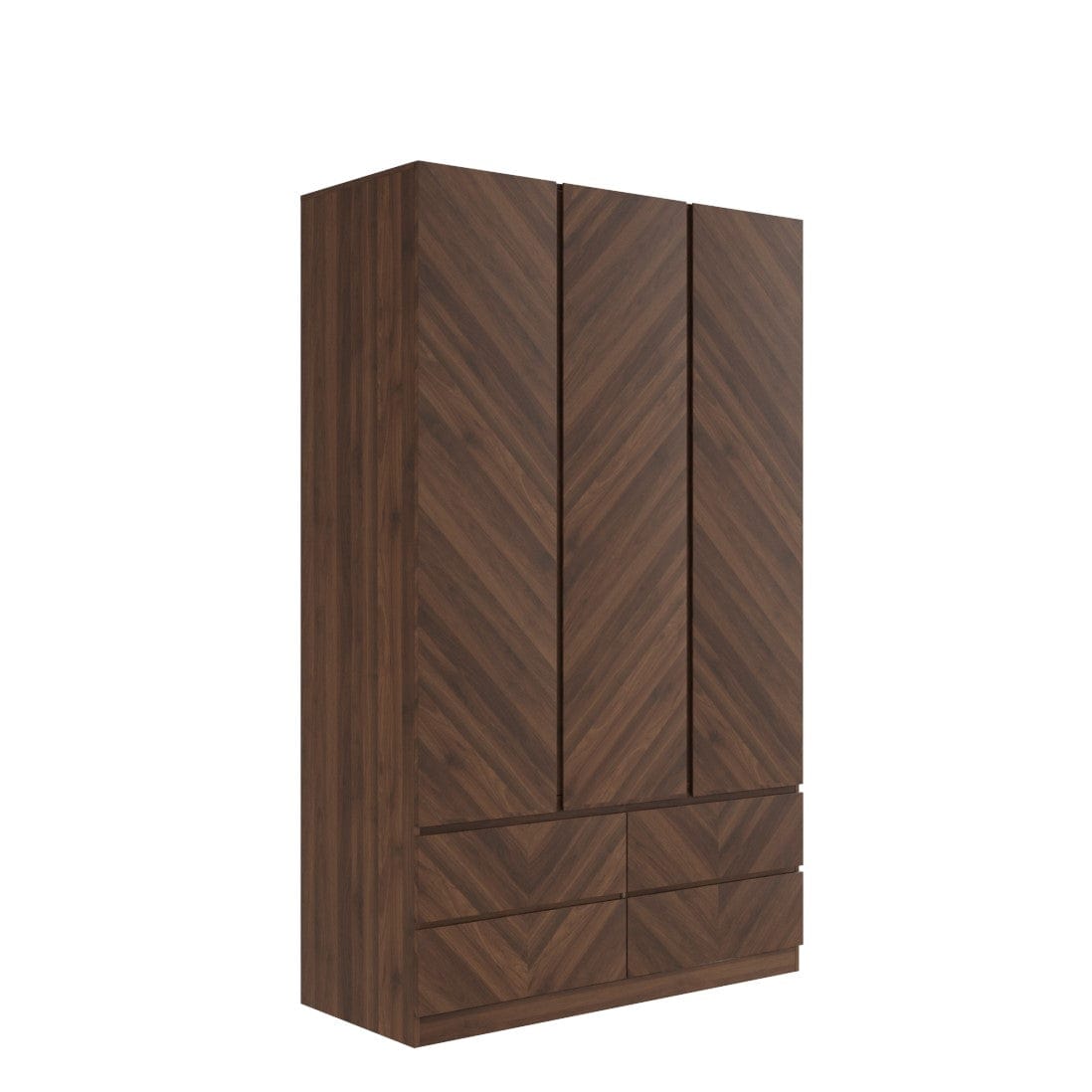 GFW Wardrobe Catania 3 Door 4 Drawer Wardrobe Royal Walnut Bed Kings