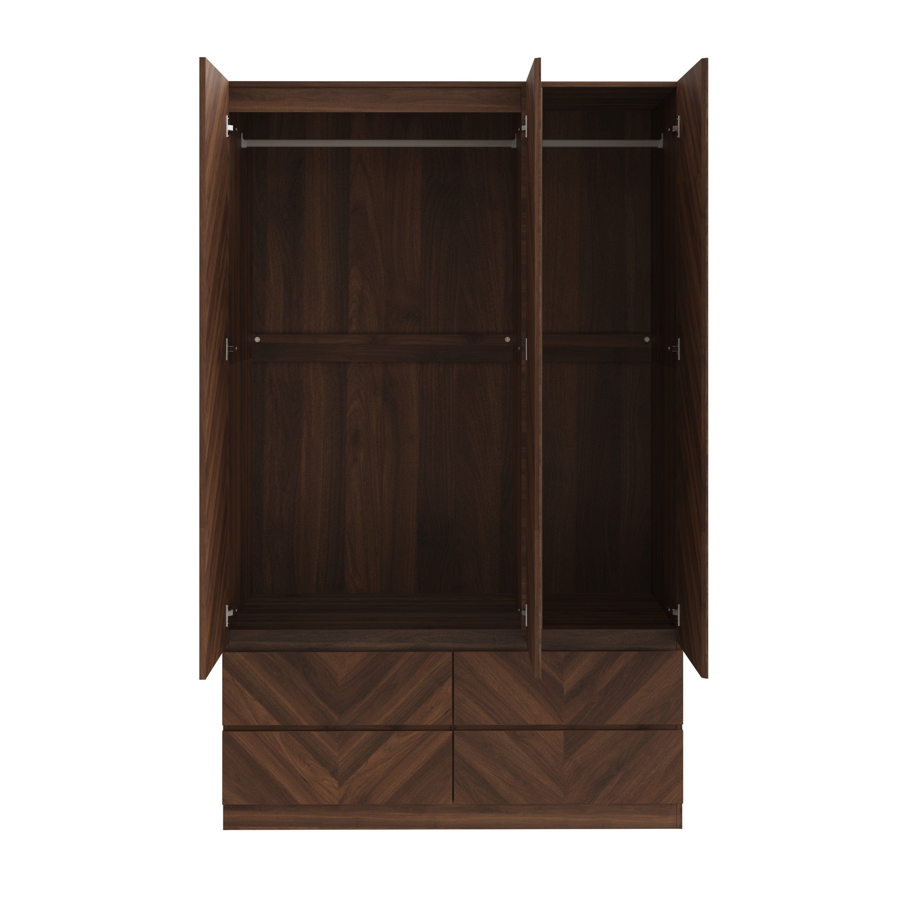 GFW Wardrobe Catania 3 Door 4 Drawer Wardrobe Royal Walnut Bed Kings